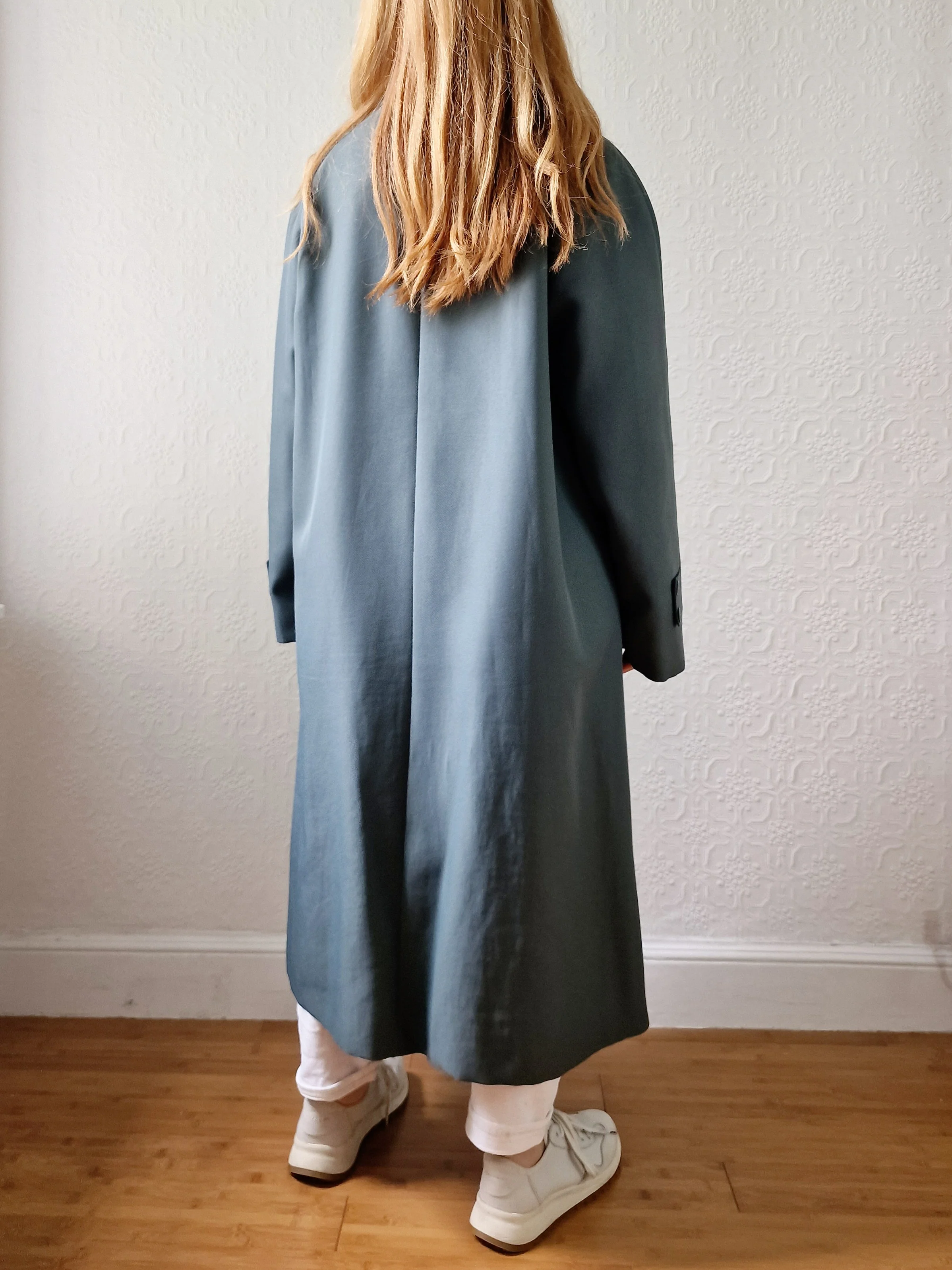 Vintage Muted Green Single Breasted Medium Length Trench Coat with Removable Lining - M/L - Image 9