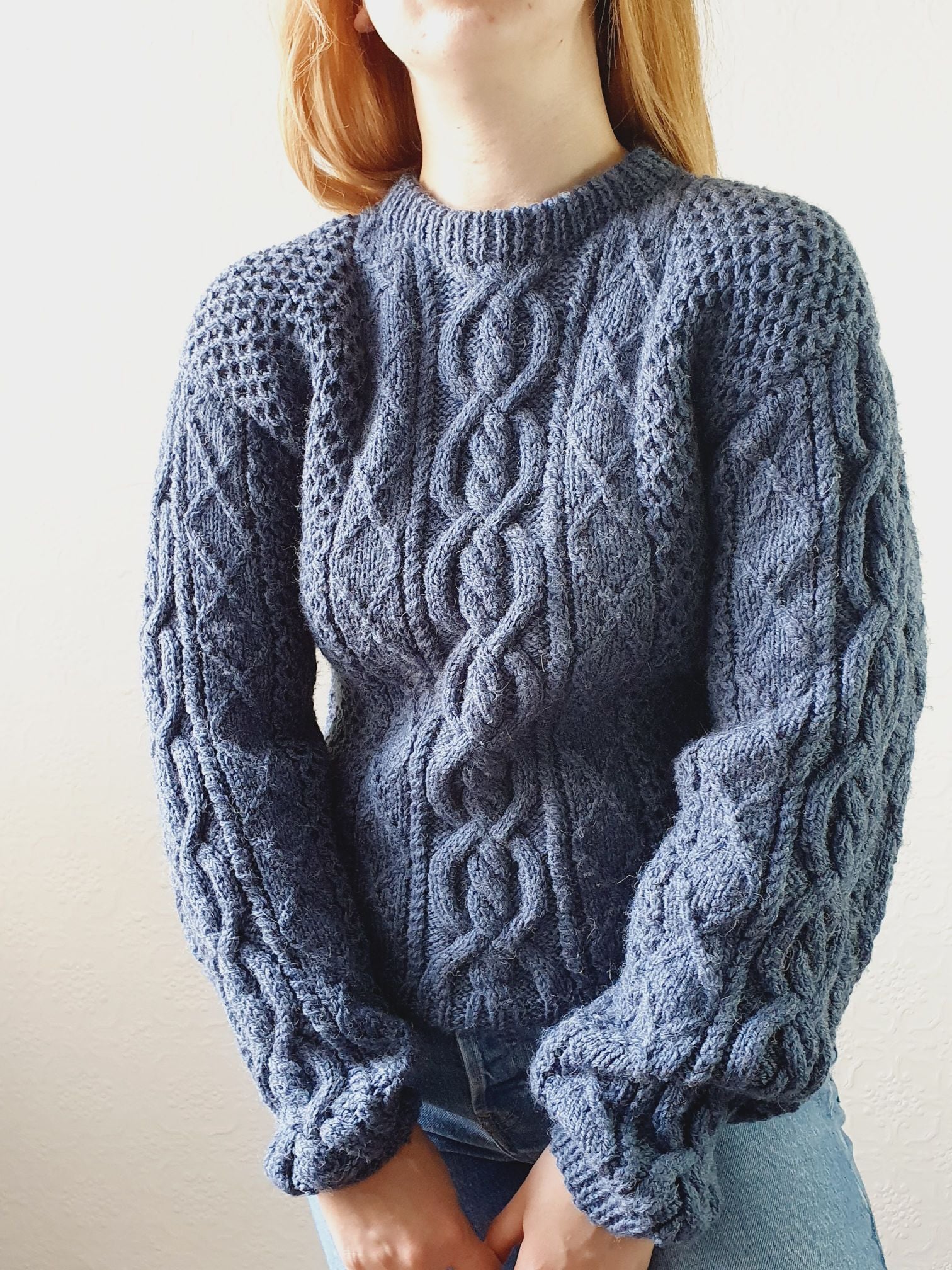 Vintage Navy Arran Jumper - S - Image 2