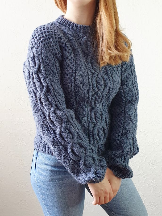 Vintage Navy Arran Jumper - S - Image 3