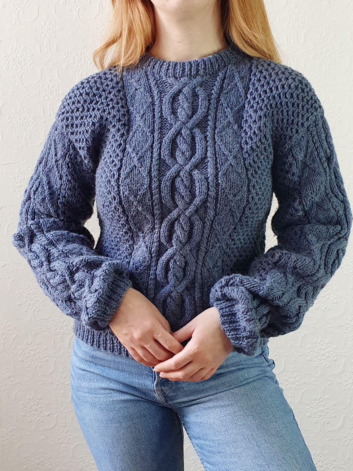 Vintage Navy Arran Jumper - S - Image 4