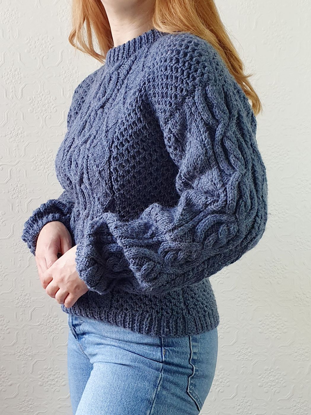 Vintage Navy Arran Jumper - S - Image 5