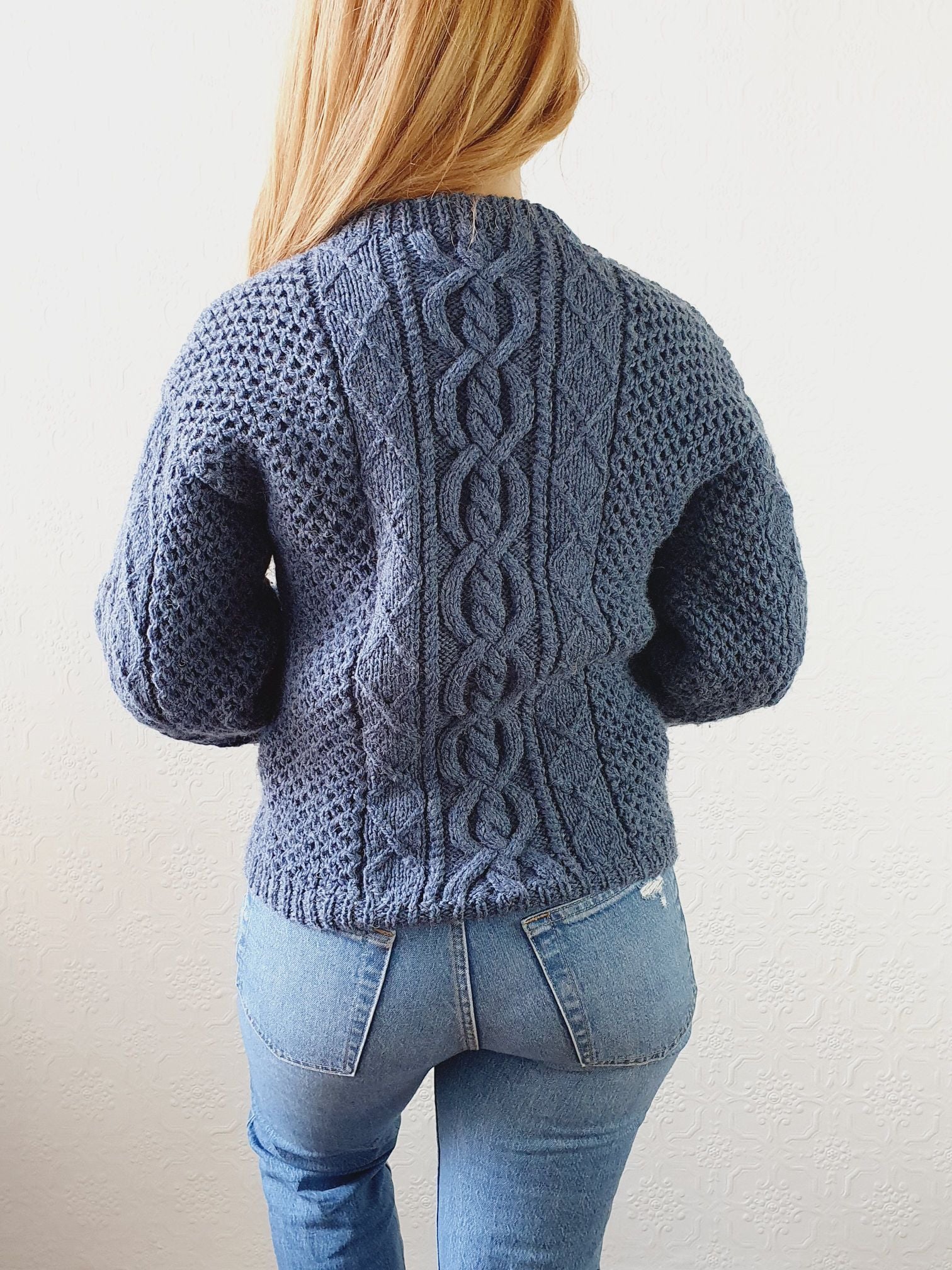 Vintage Navy Arran Jumper - S - Image 7