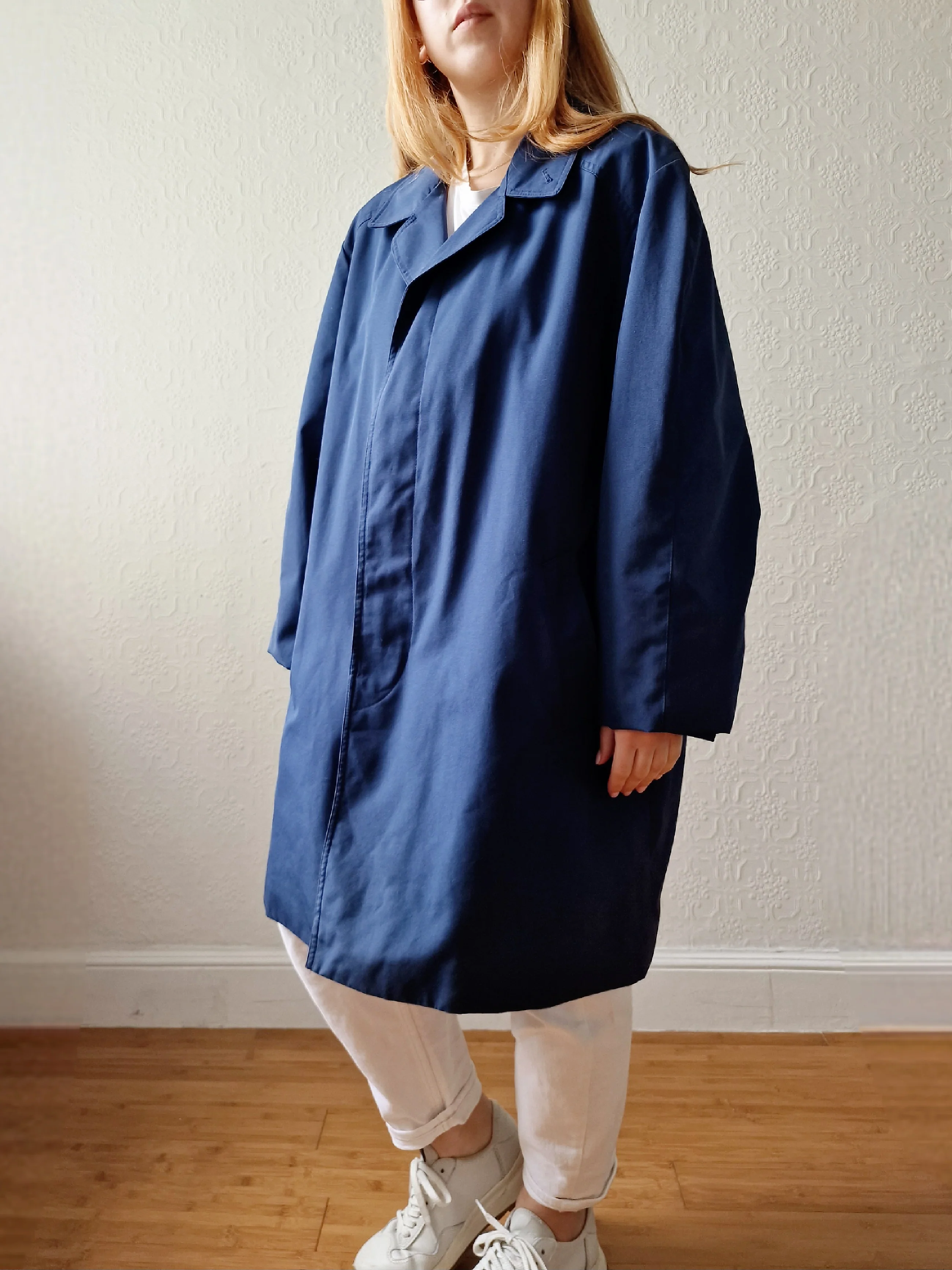 Vintage Navy Blue Single Breasted Trench Coat by Dannimac - M - Image 3