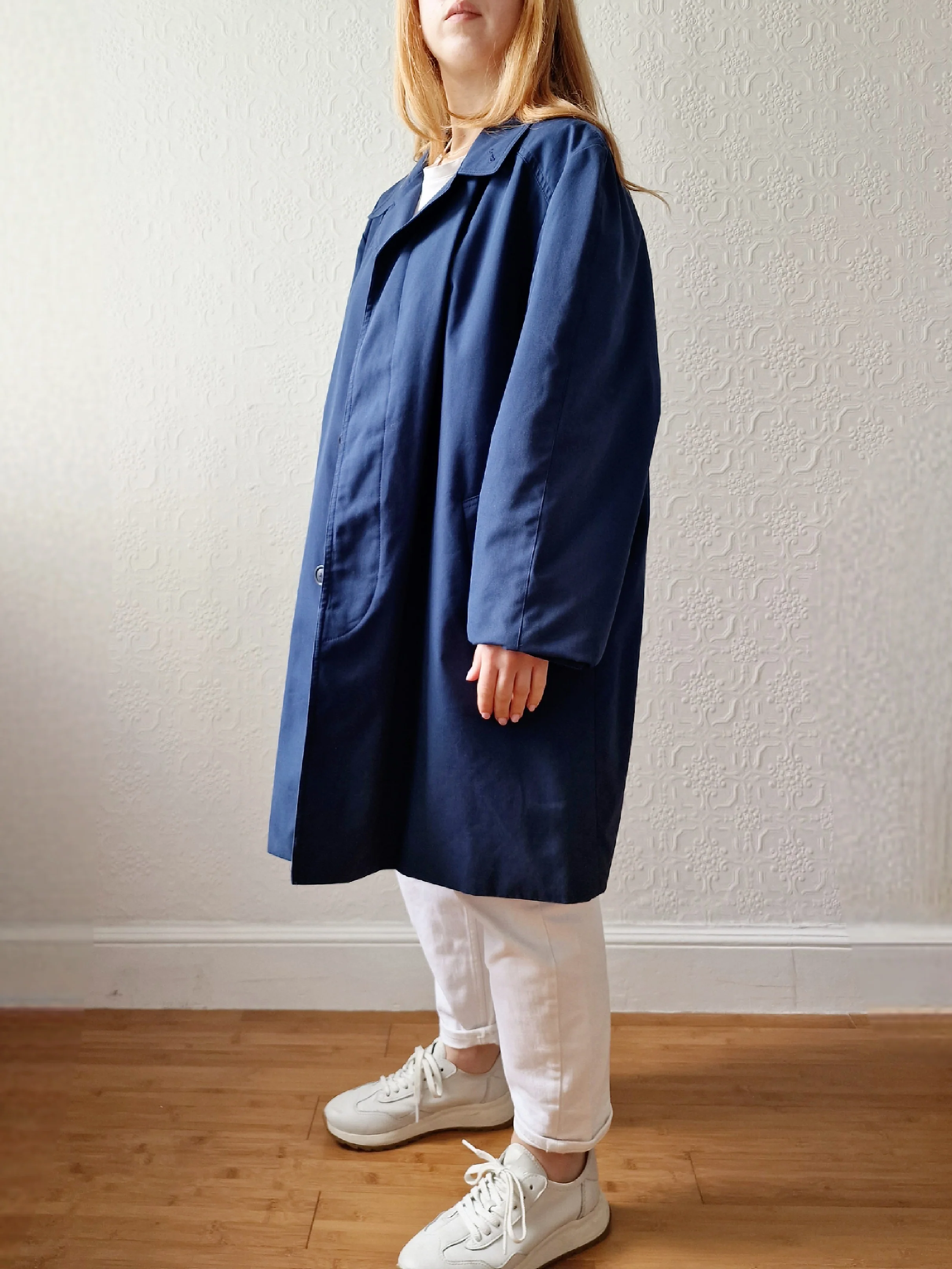 Vintage Navy Blue Single Breasted Trench Coat by Dannimac - M - Image 6