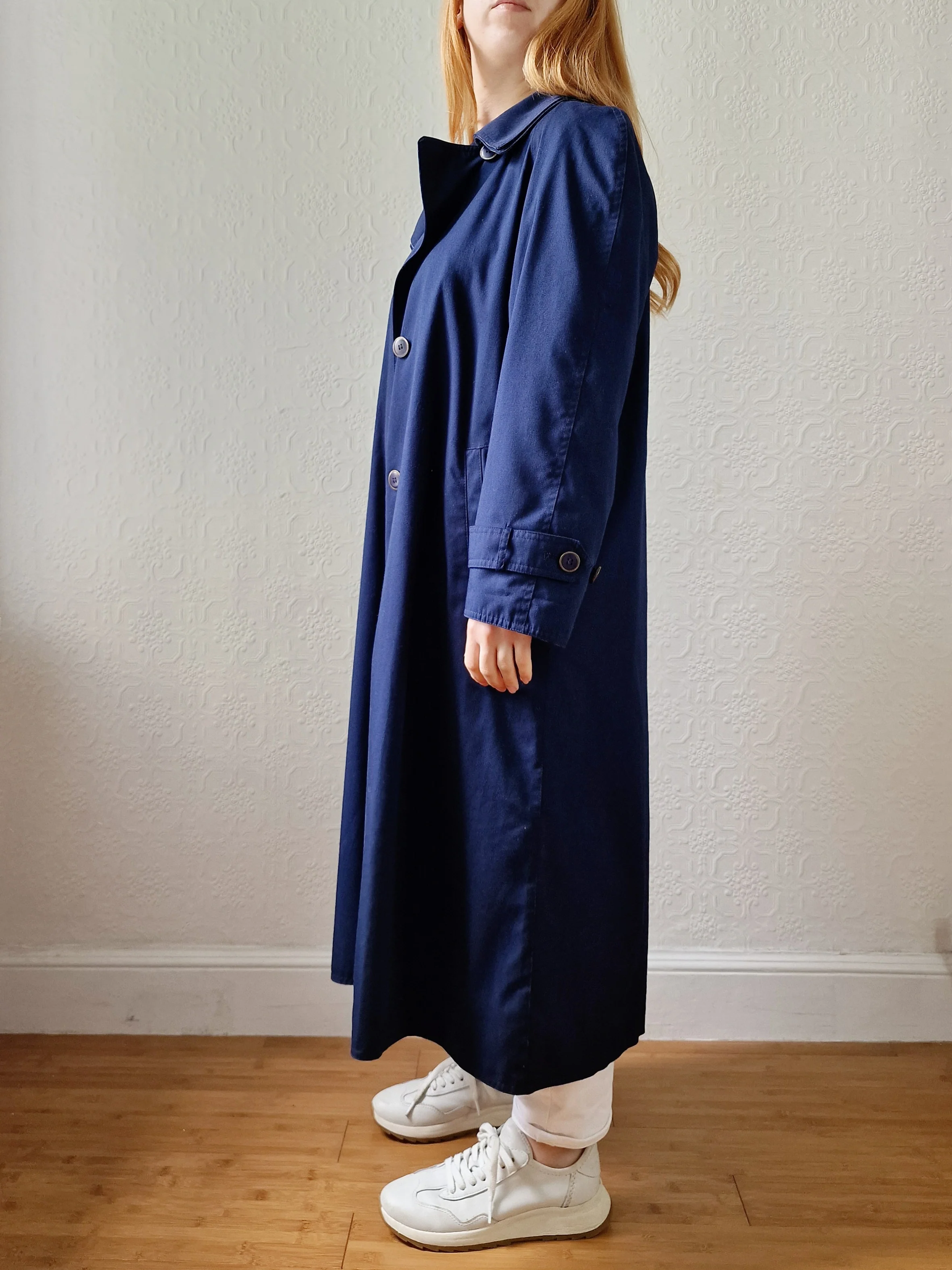 Vintage Navy Blue Single Breasted Trench Coat by Dannimac - S/M - Image 3
