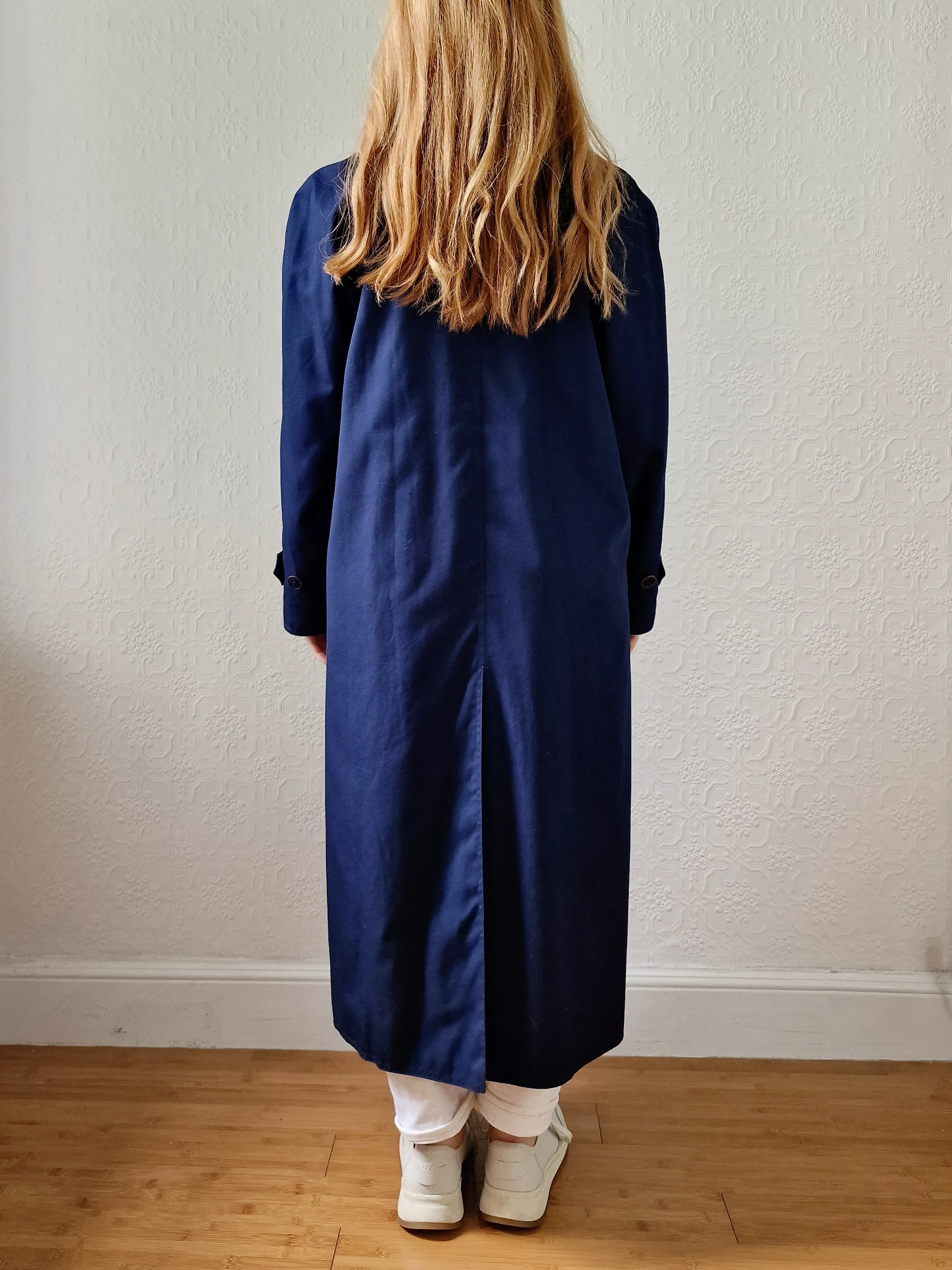 Vintage Navy Blue Single Breasted Trench Coat by Dannimac - S/M - Image 4