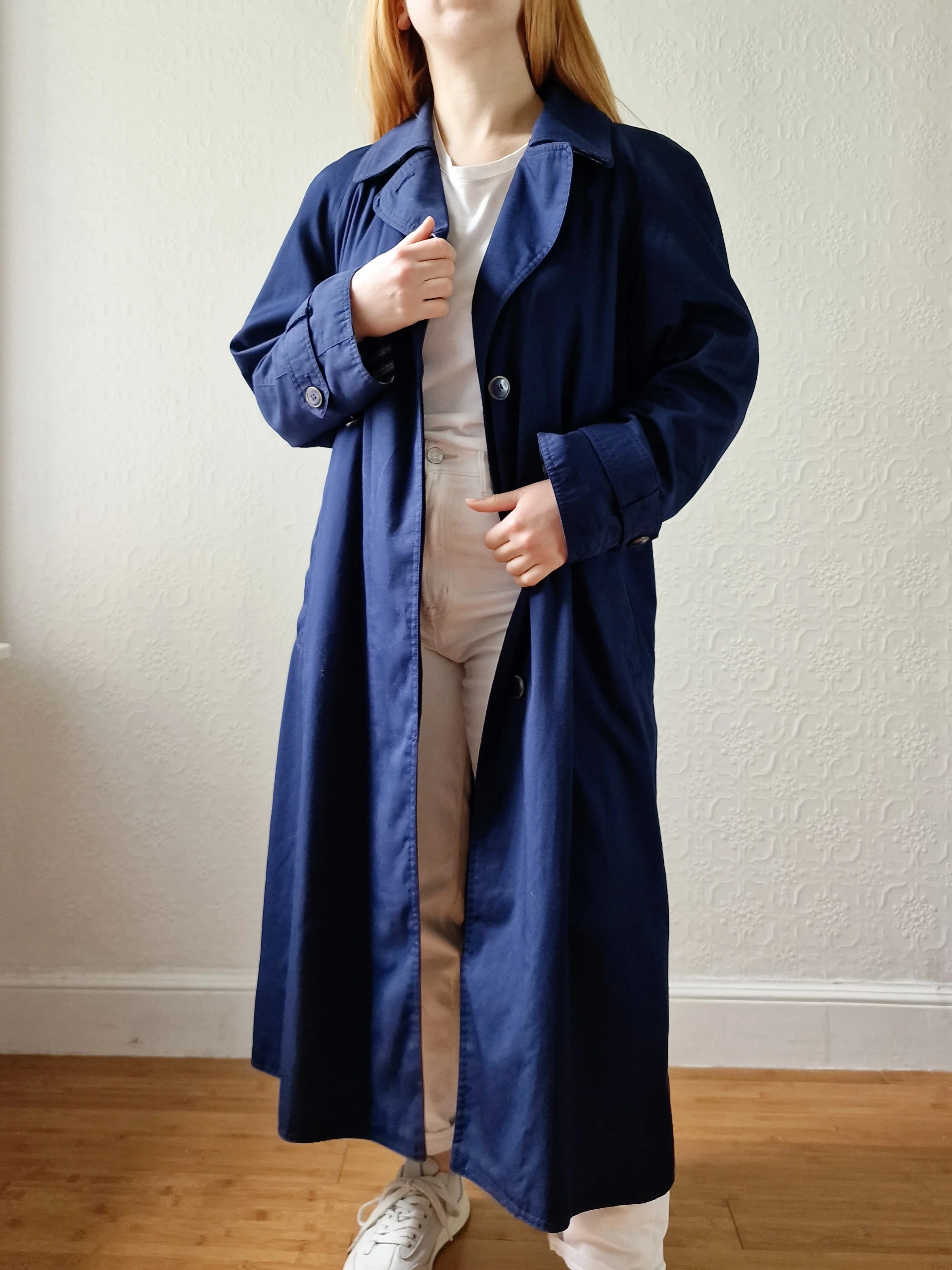 Vintage Navy Blue Single Breasted Trench Coat by Dannimac - S/M - Image 6