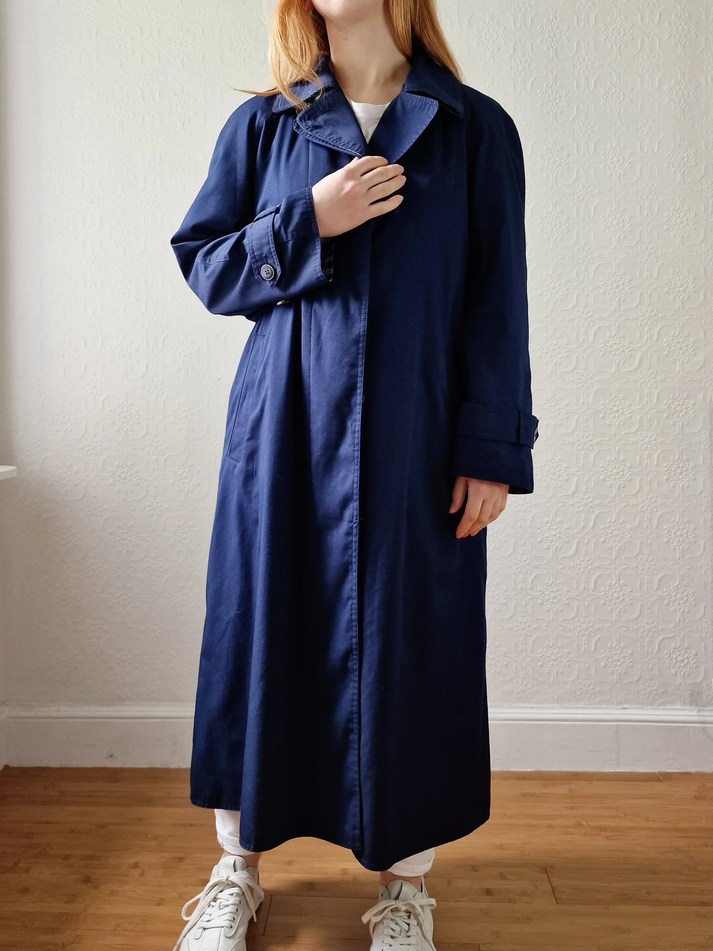 Vintage Navy Blue Single Breasted Trench Coat by Dannimac - S/M - Image 8
