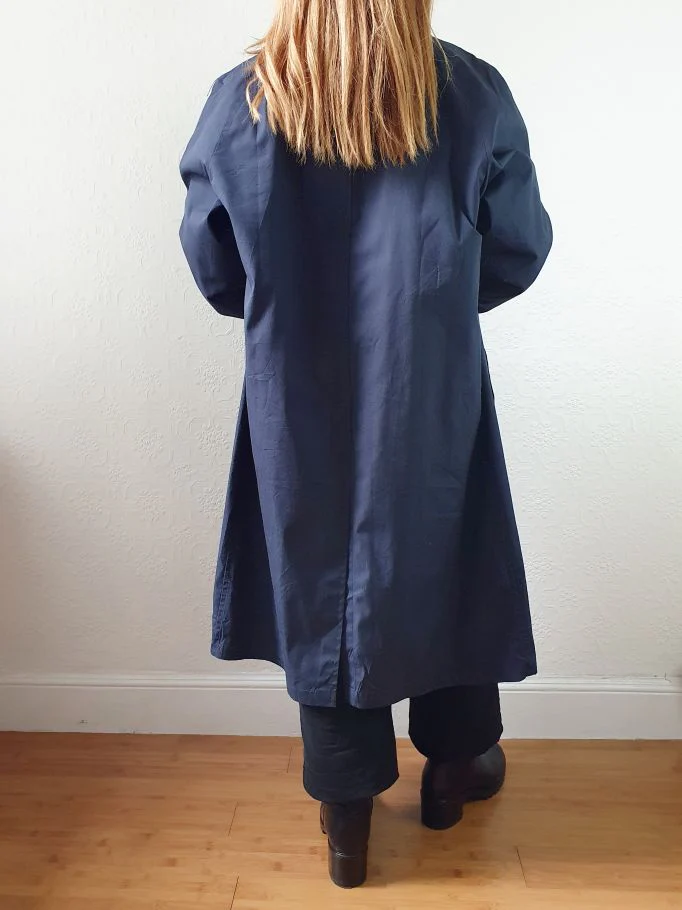 Vintage Navy Blue Single Breasted Trench Coat - M - Image 5