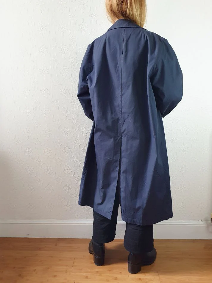 Vintage Navy Blue Single Breasted Trench Coat - M - Image 6