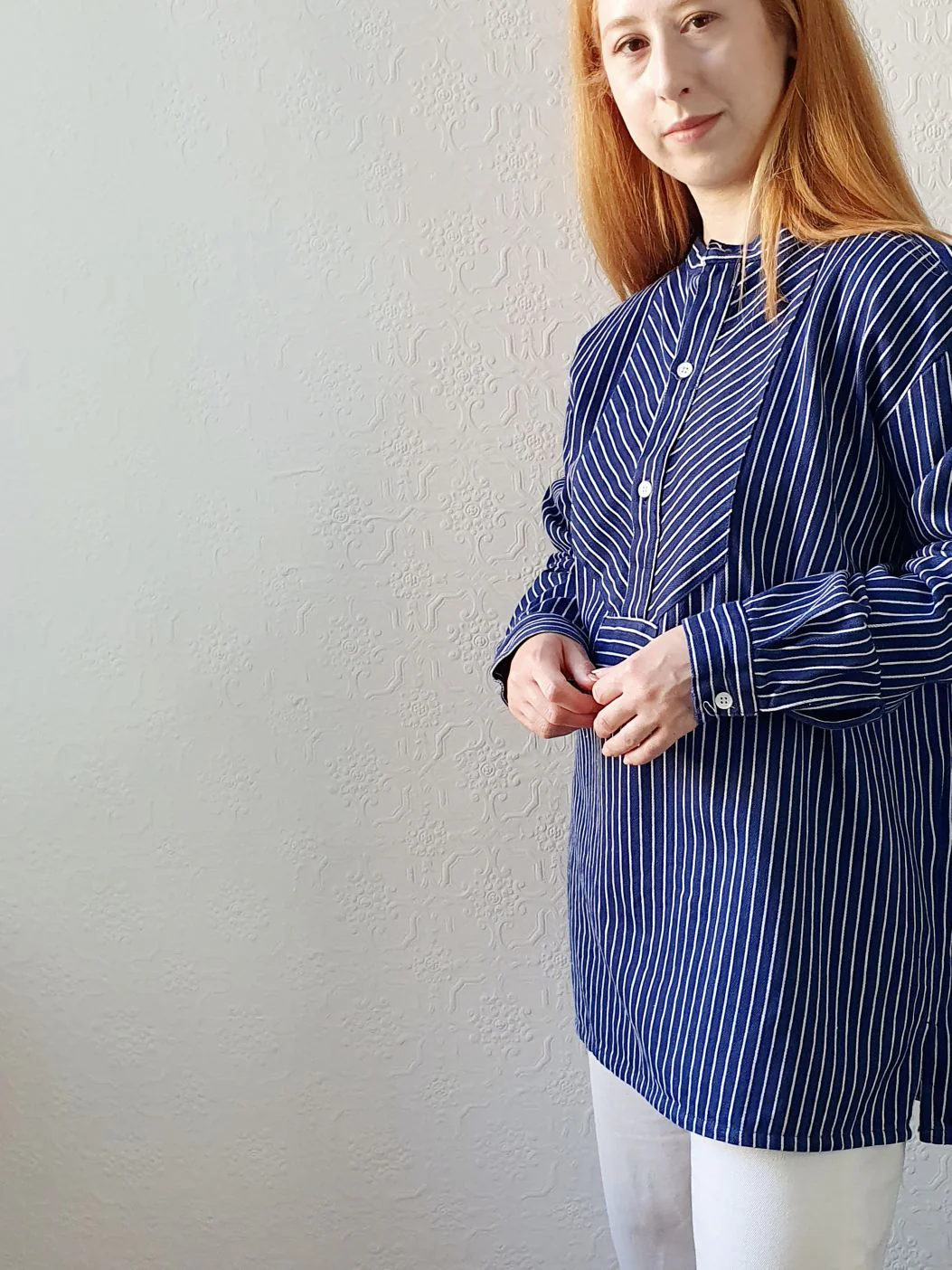 Vintage Navy Striped Tunic - XXL - Image 2