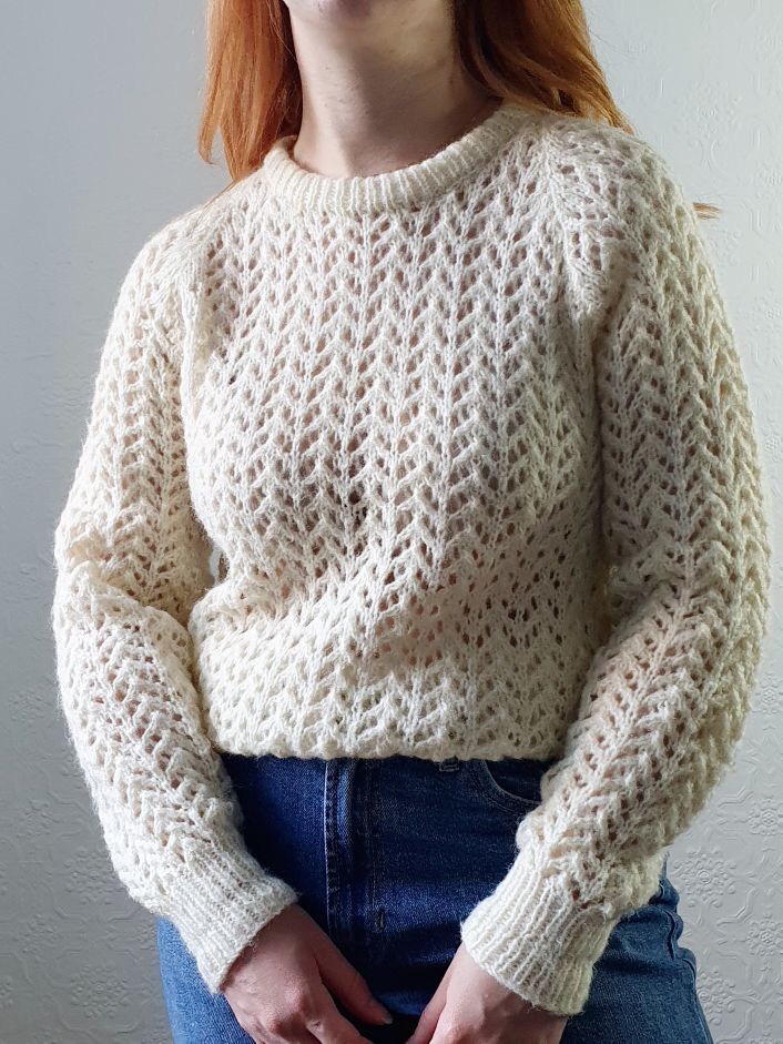 Vintage Open Knit Wool Jumper - S/M