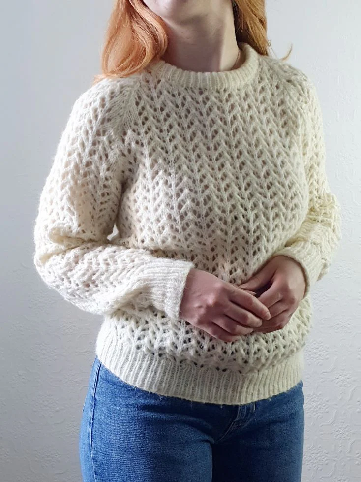 Vintage Open Knit Wool Jumper - S/M - Image 3