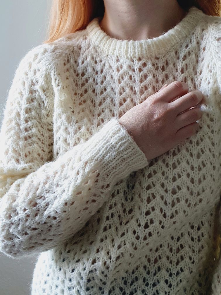 Vintage Open Knit Wool Jumper - S/M - Image 5