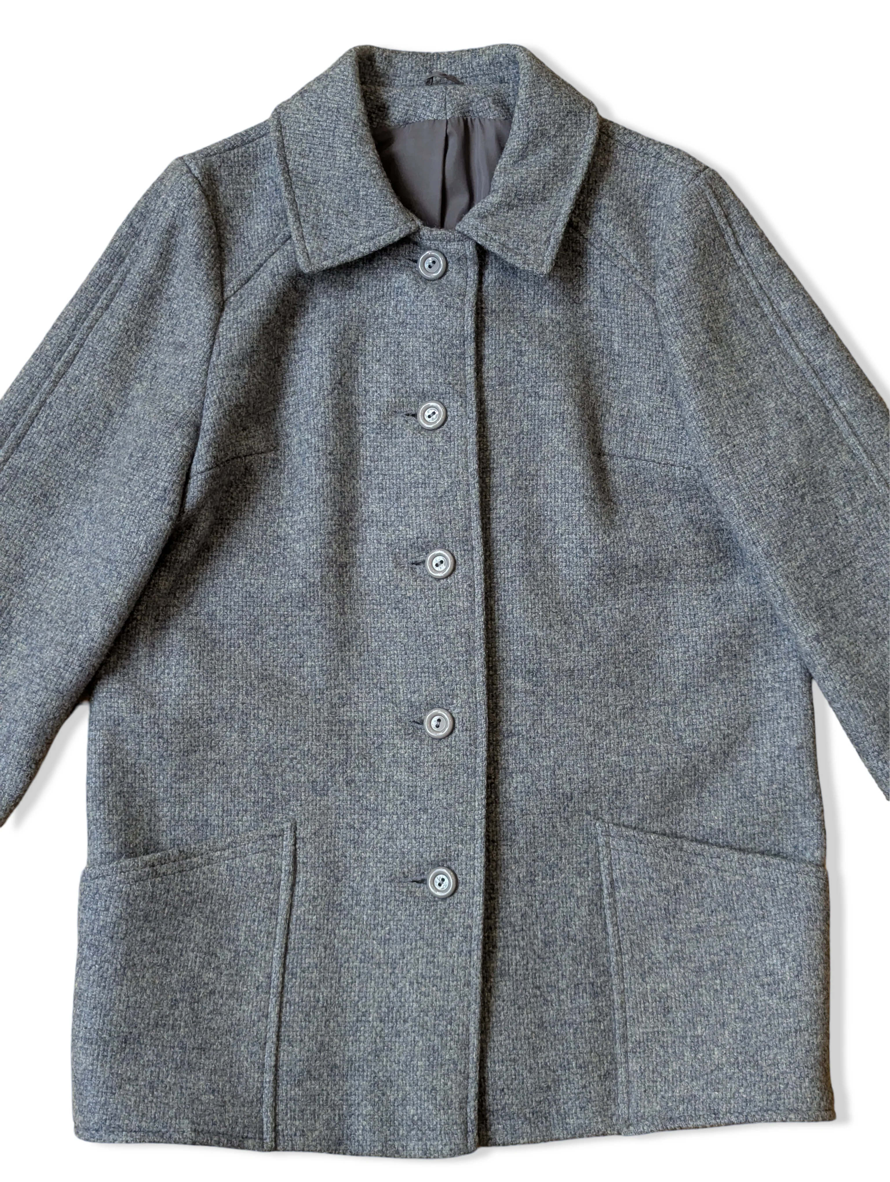 Vintage Pale Grey Wool Coat - XS/S - Image 2