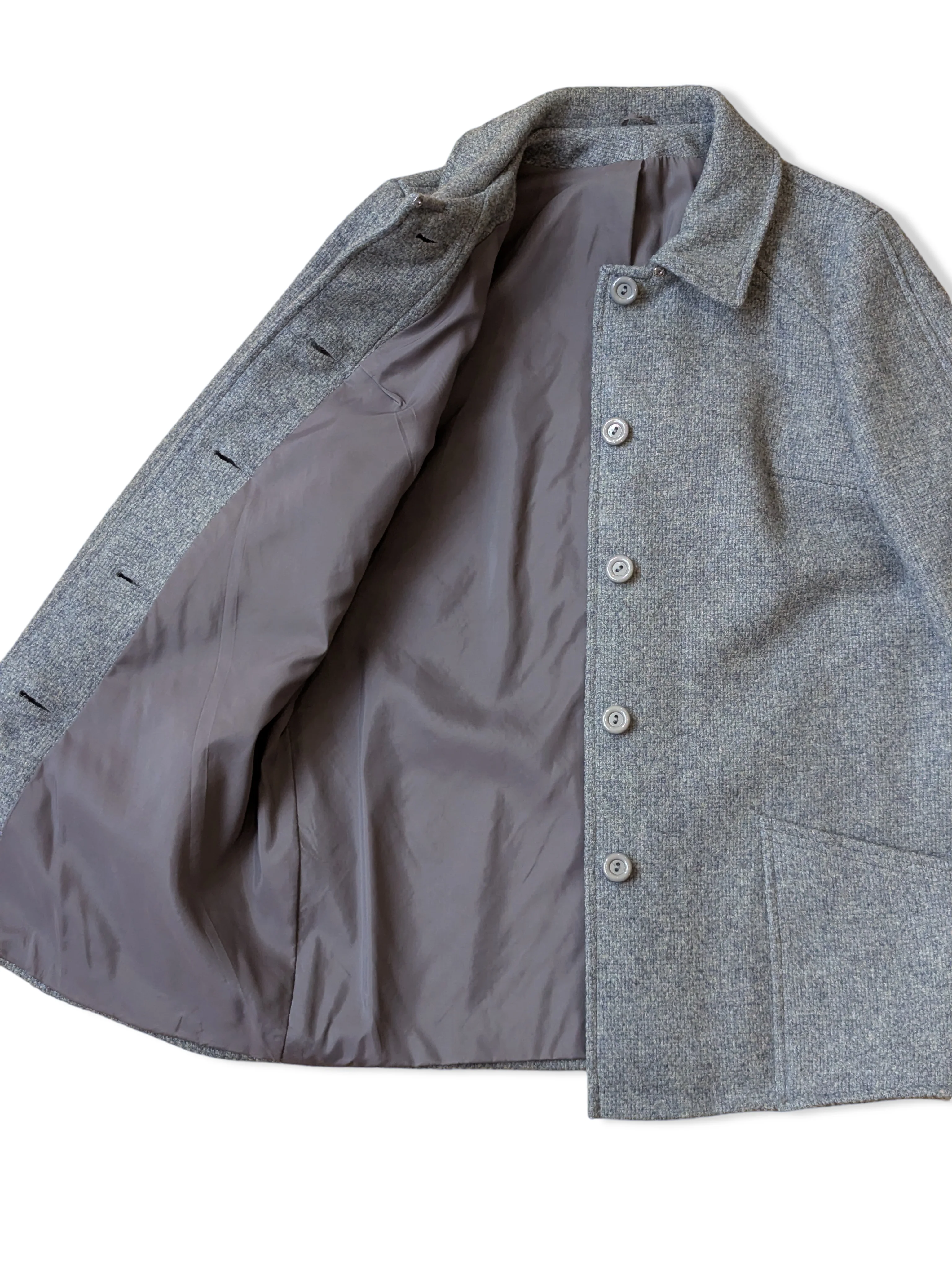 Vintage Pale Grey Wool Coat - XS/S - Image 4