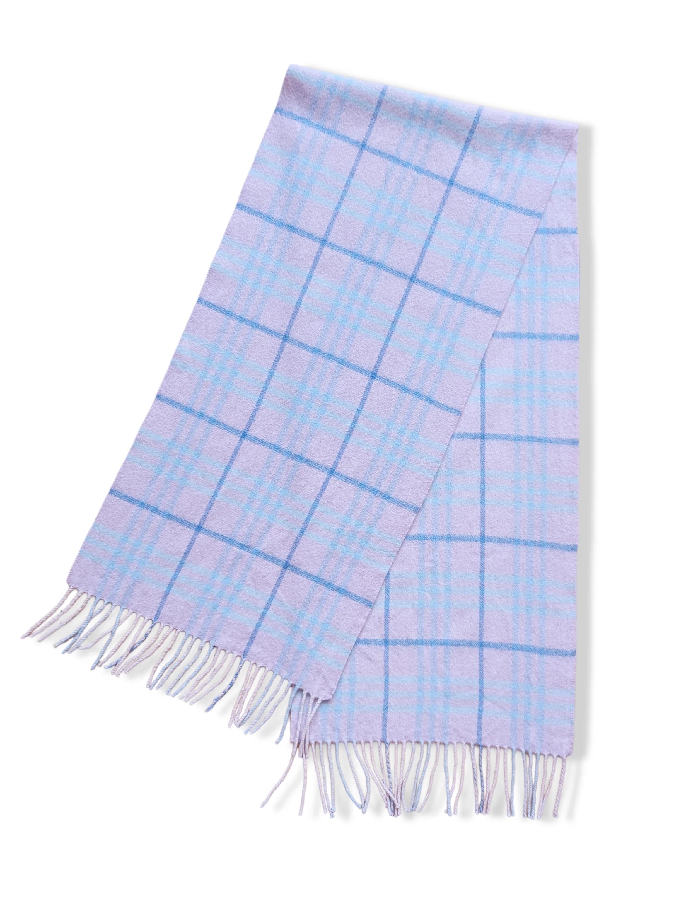 Vintage Pale Pink and Blue Checked Scarf