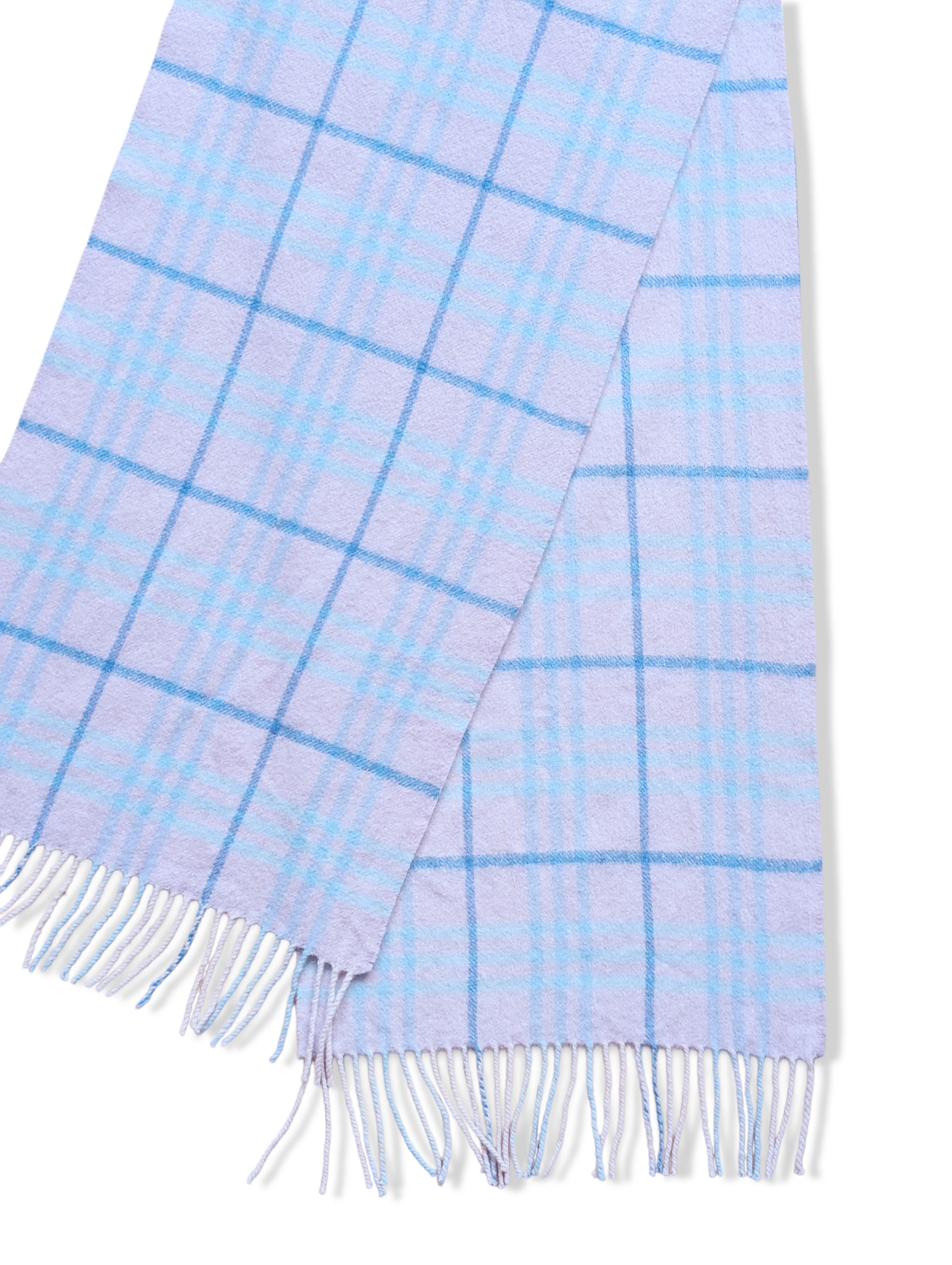 Vintage Pale Pink and Blue Checked Scarf - Image 2