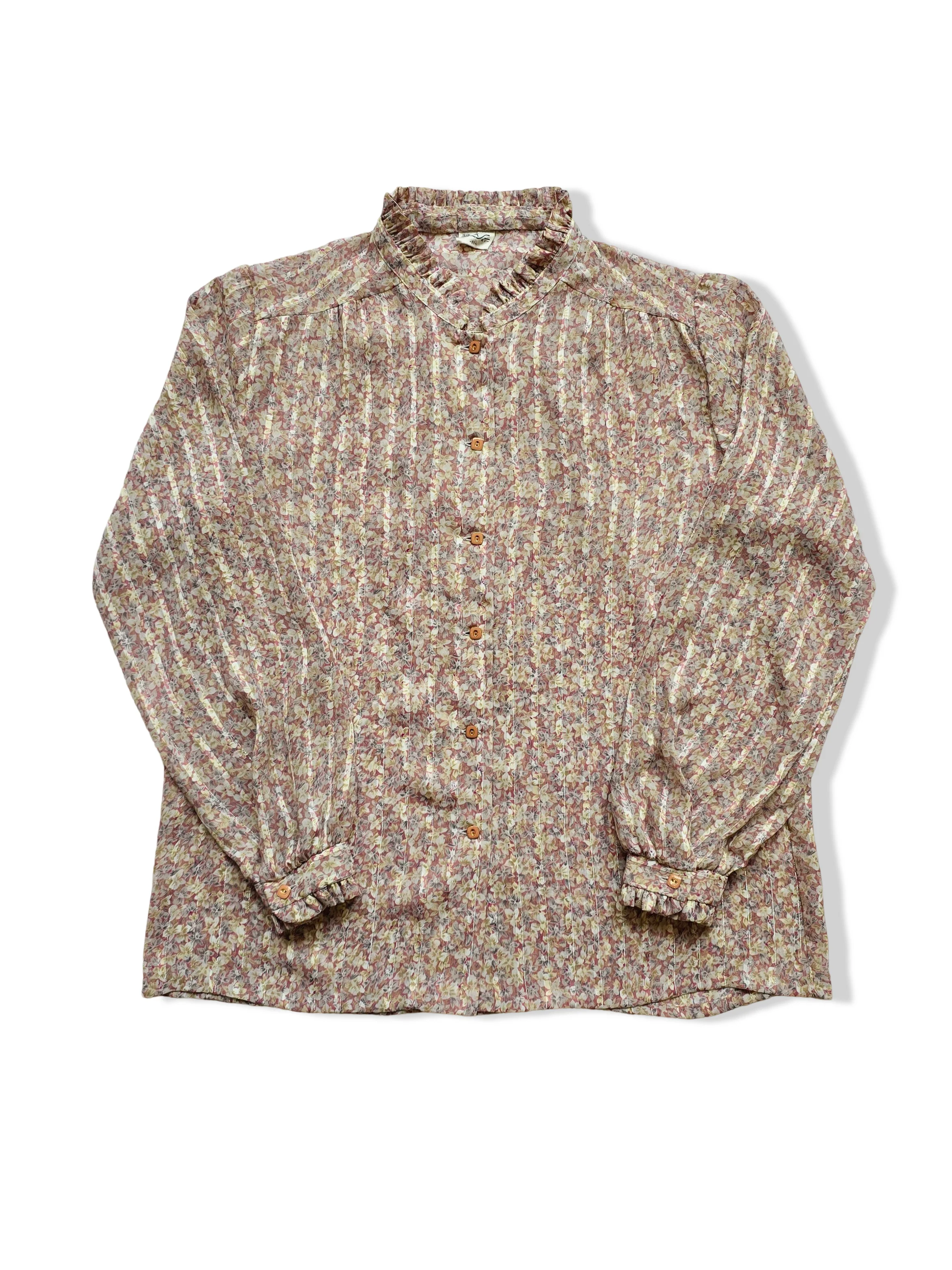 Vintage Pale Pink Ditsy Floral Print Blouse - S