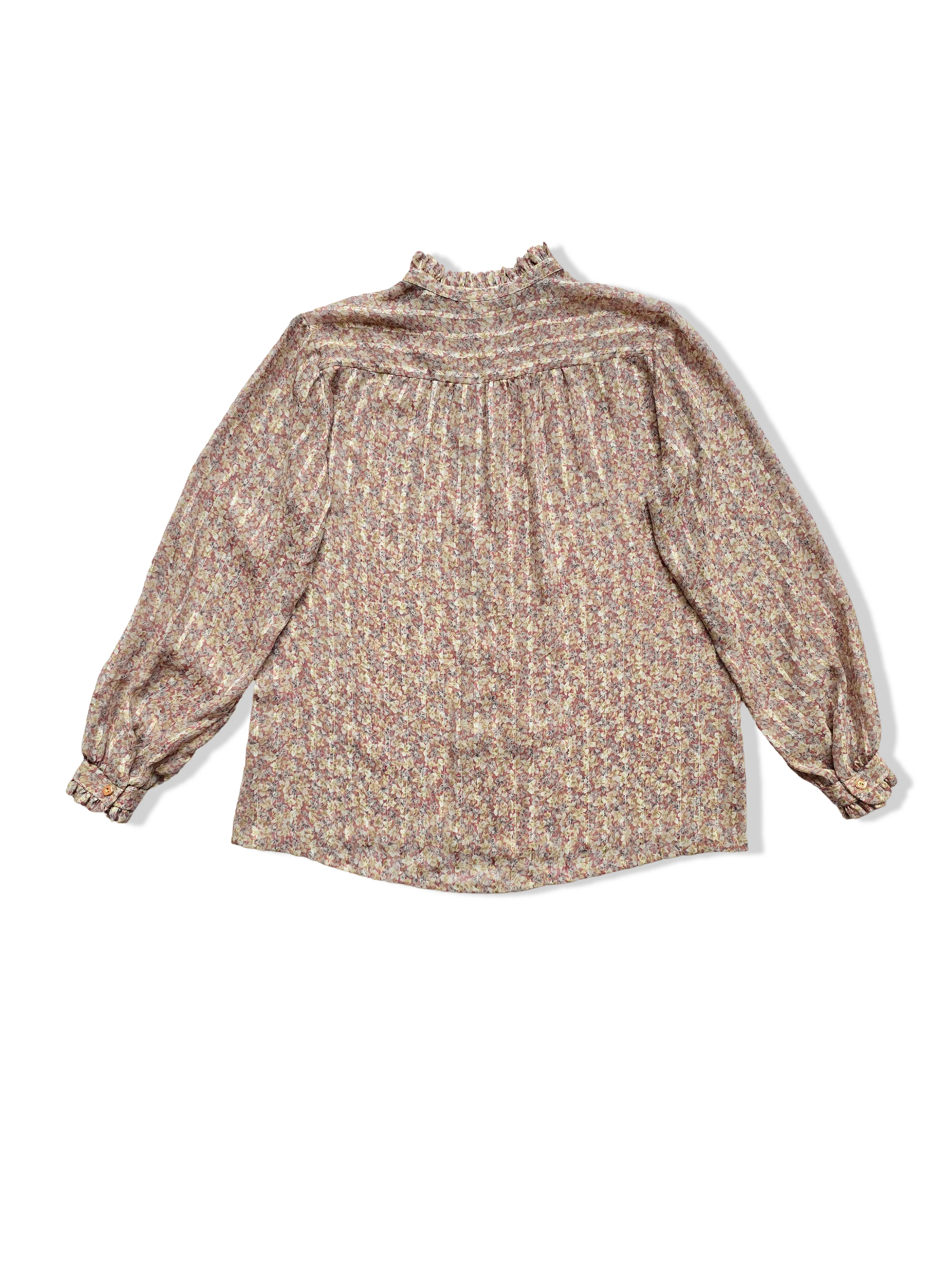 Vintage Pale Pink Ditsy Floral Print Blouse - S - Image 5