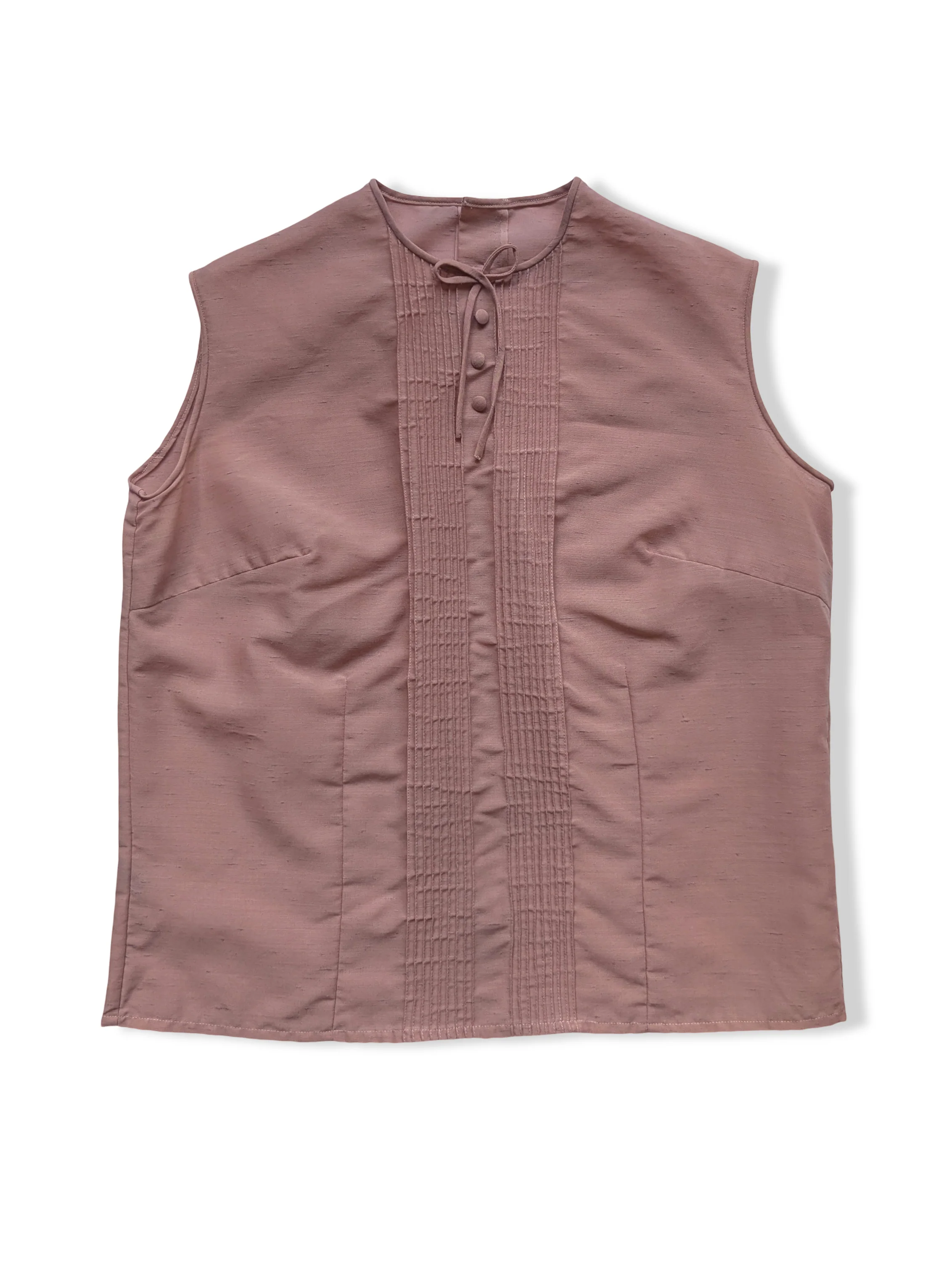 Vintage Pale Pink Semi Sheer Sleeveless Blouse - S