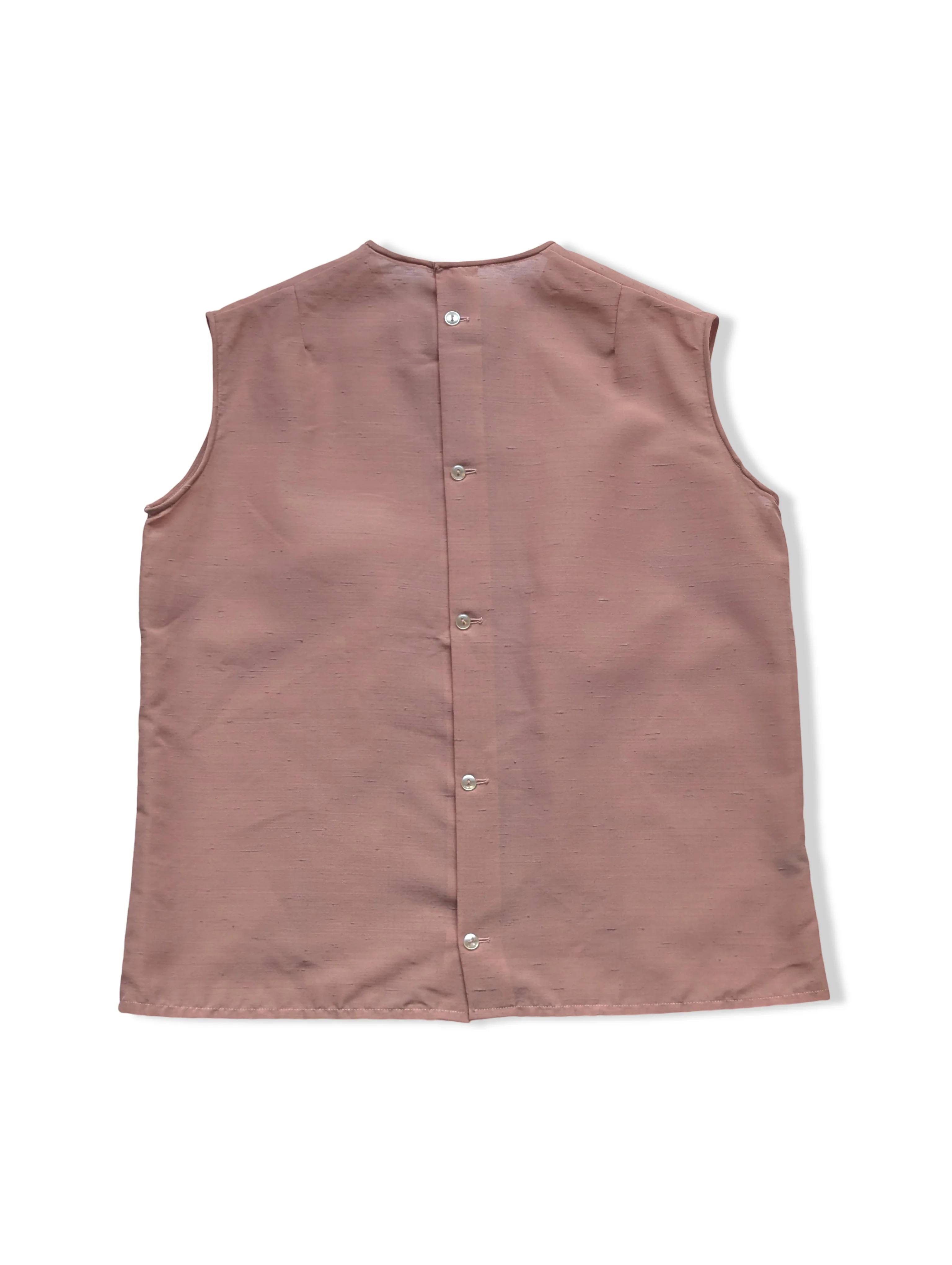 Vintage Pale Pink Semi Sheer Sleeveless Blouse - S - Image 2