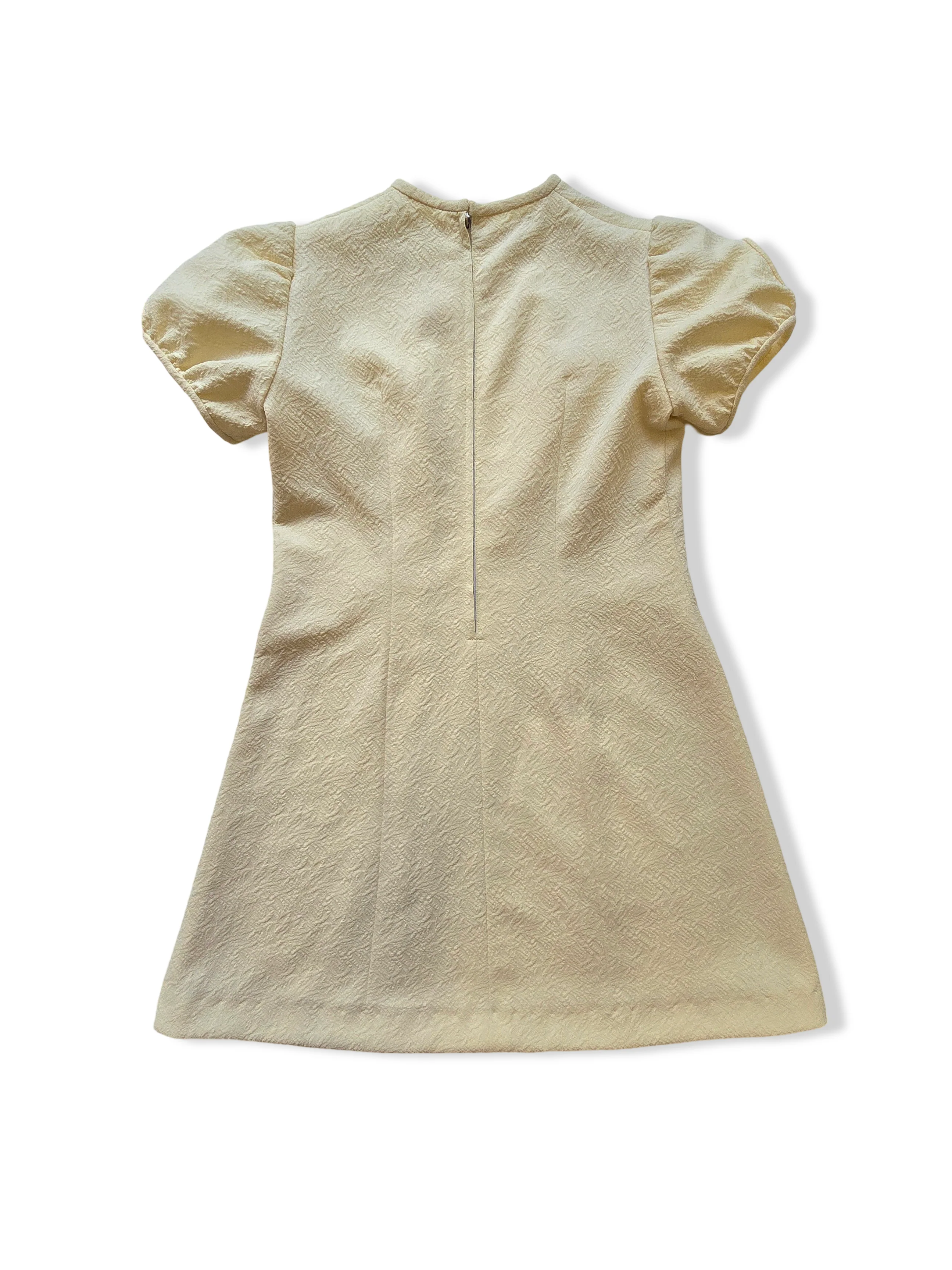 Vintage Pale Yellow 60s Style Handmade Mini Dress - XS/S - Image 3