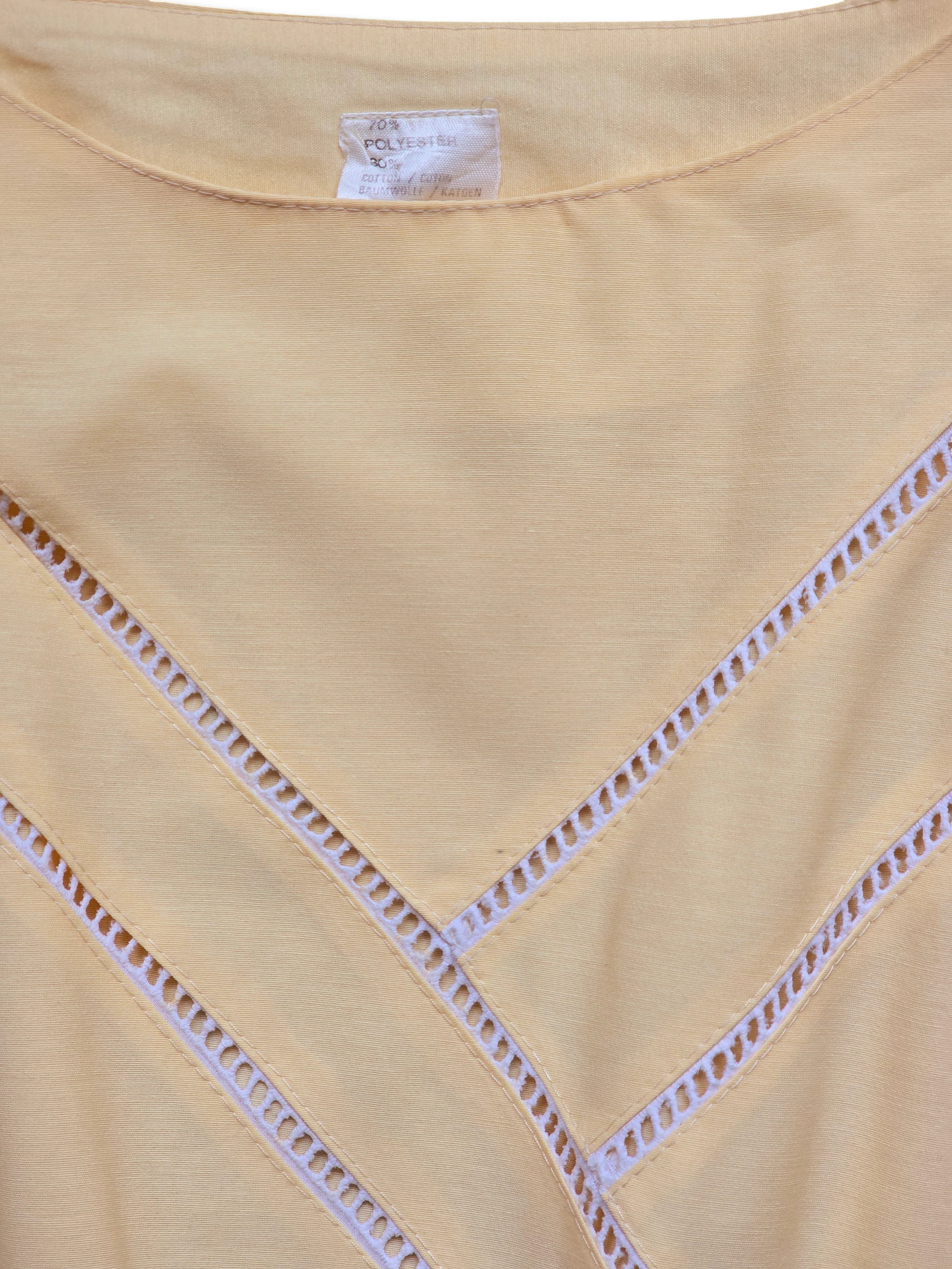 Vintage Pale Yellow A-Line Midi Dress - M - Image 5