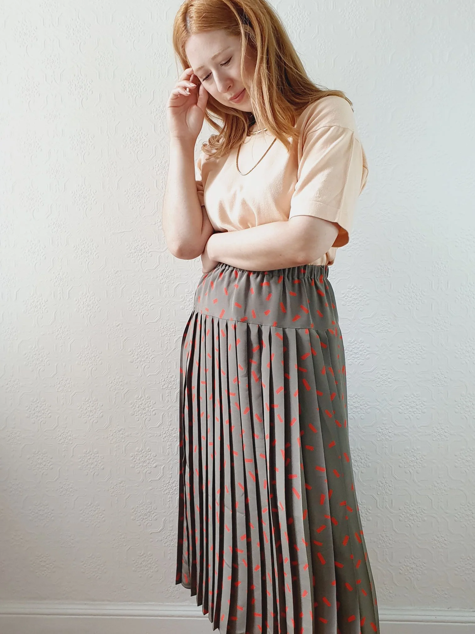 Vintage Peach Cotton Knit Tee - L - Image 2