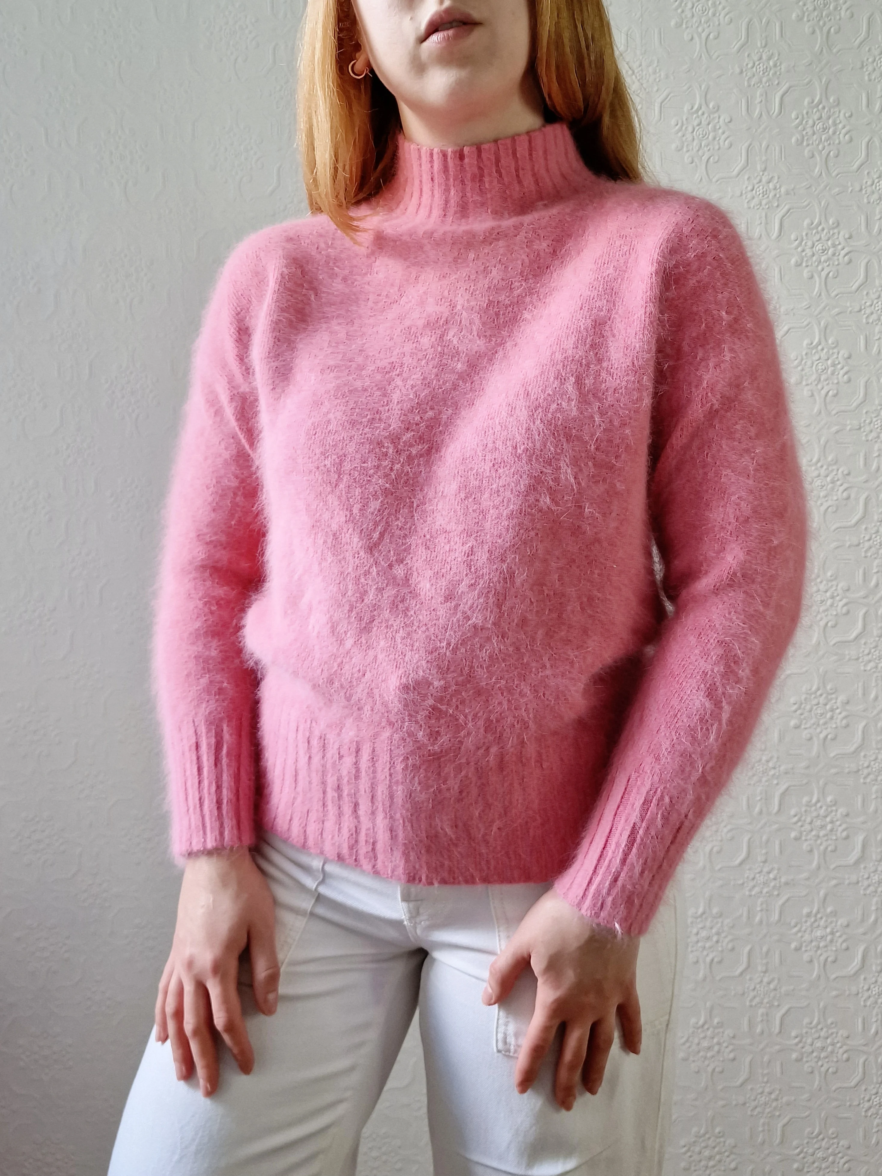 Vintage Pink Angora Jumper with High Neck - S - Image 2
