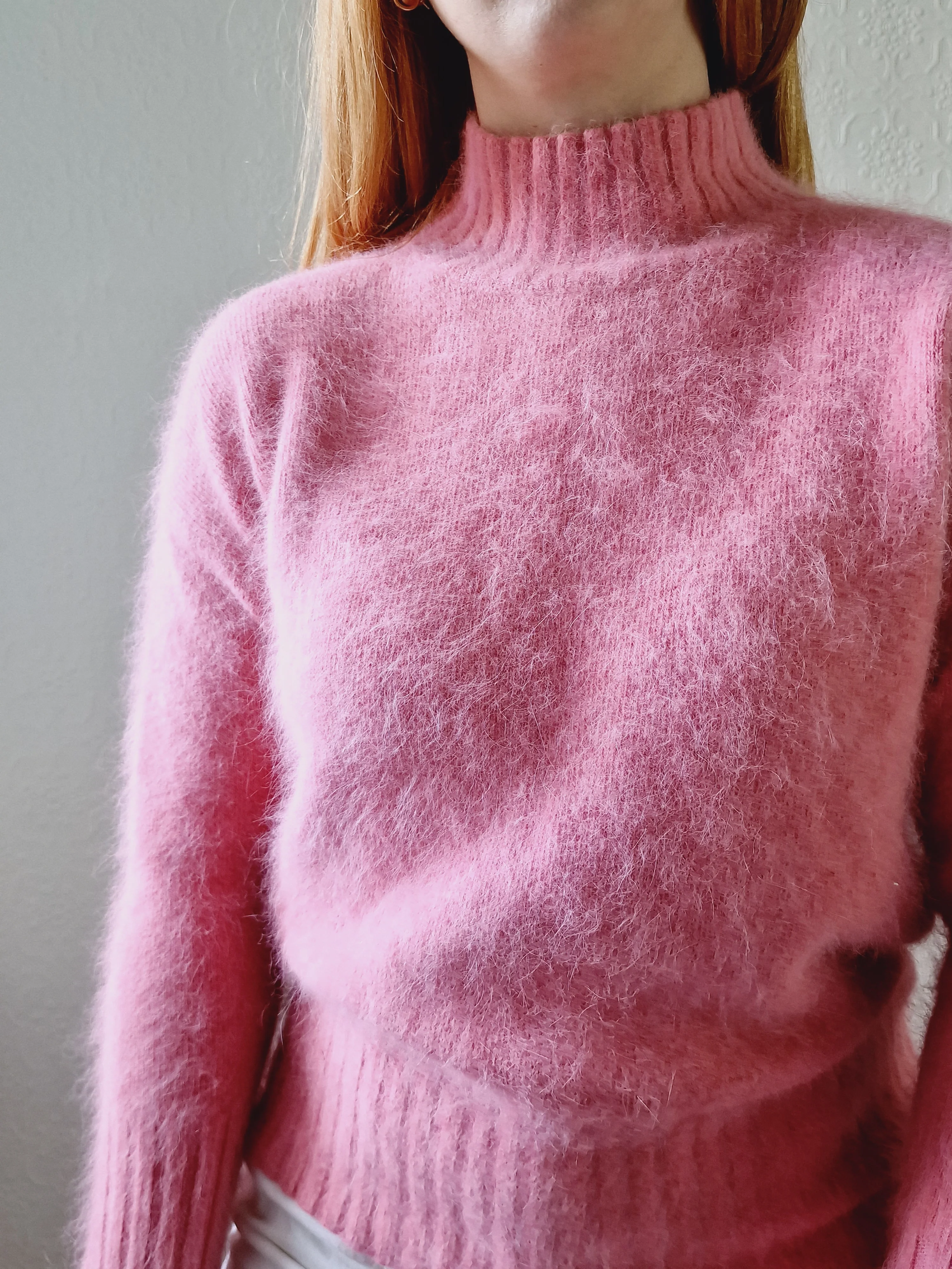 Vintage Pink Angora Jumper with High Neck - S - Image 5