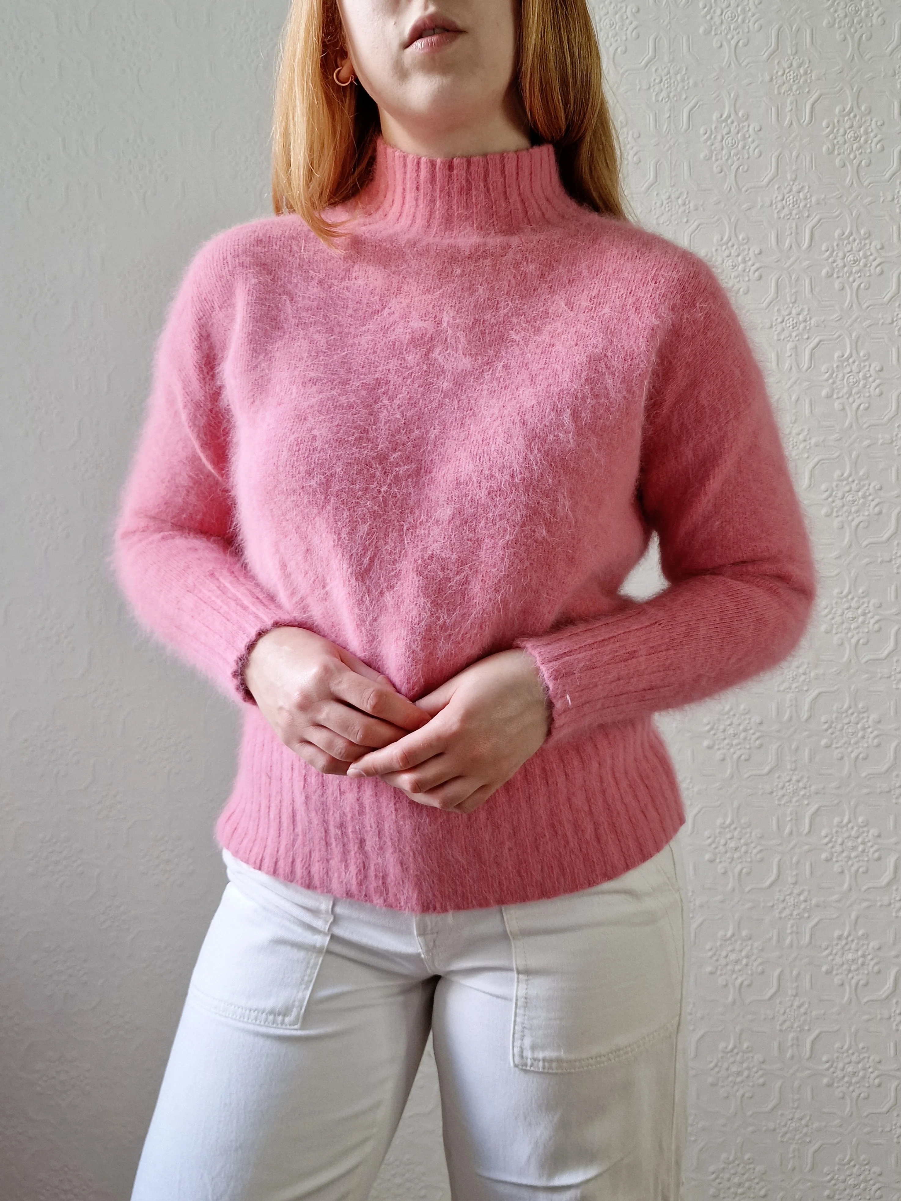 Vintage Pink Angora Jumper with High Neck - S - Image 6