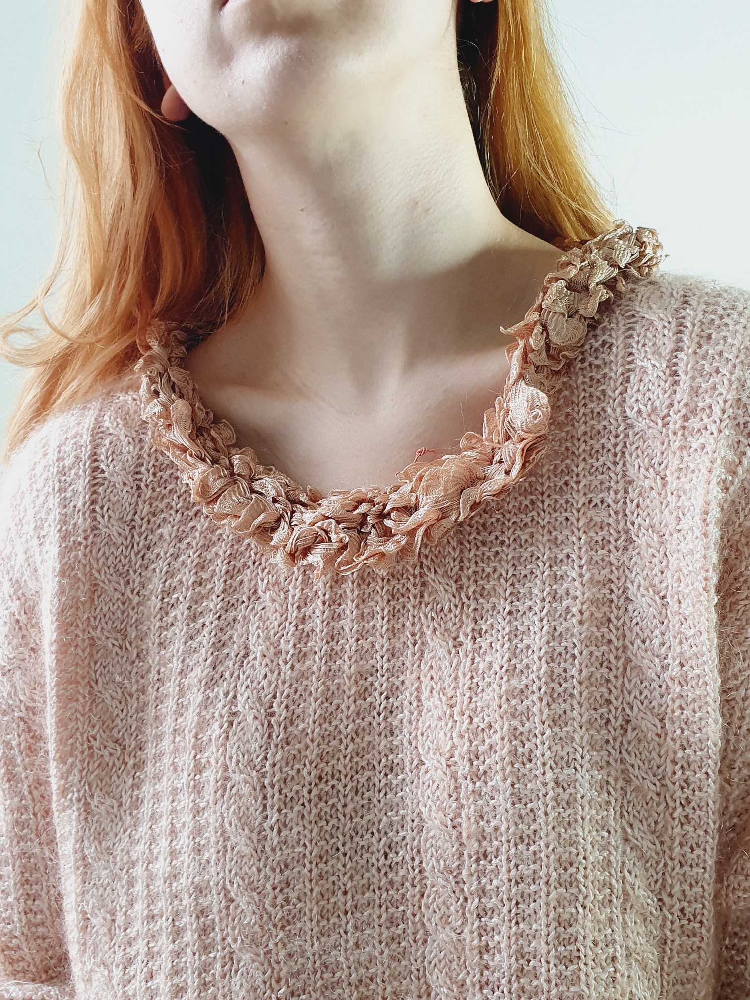 Vintage Pink Cable Knit Mohair Jumper - XL - Image 6