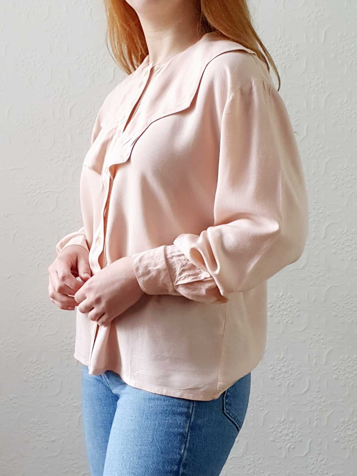 Vintage Pink Collared Blouse - M - Image 4