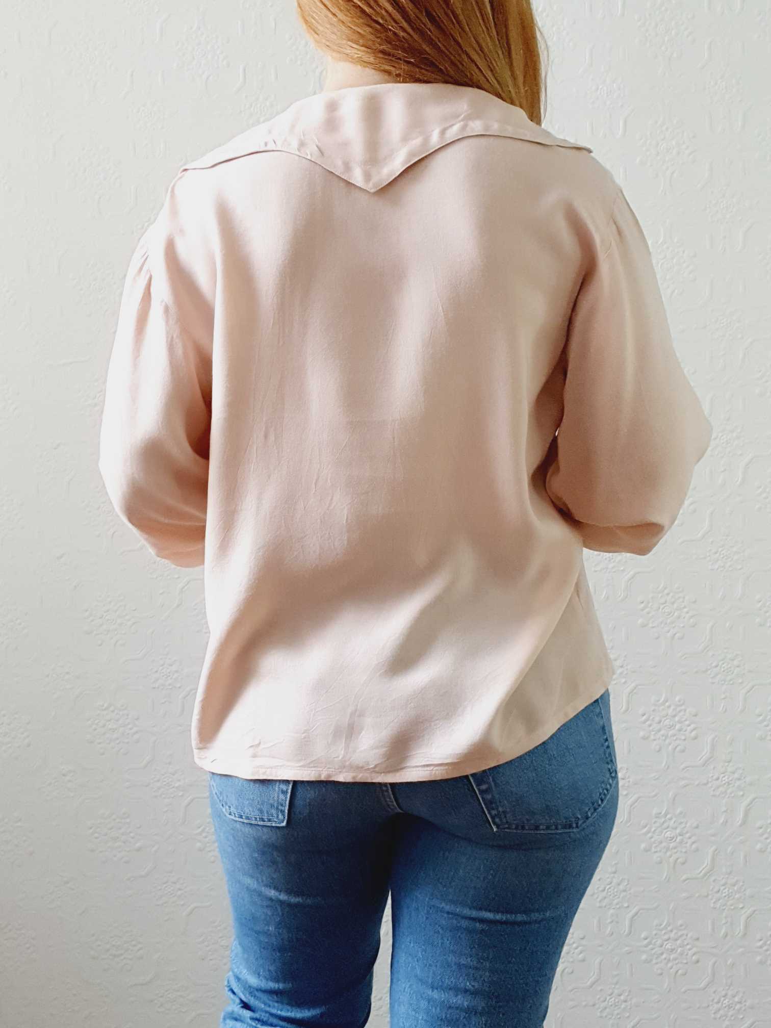 Vintage Pink Collared Blouse - M - Image 5