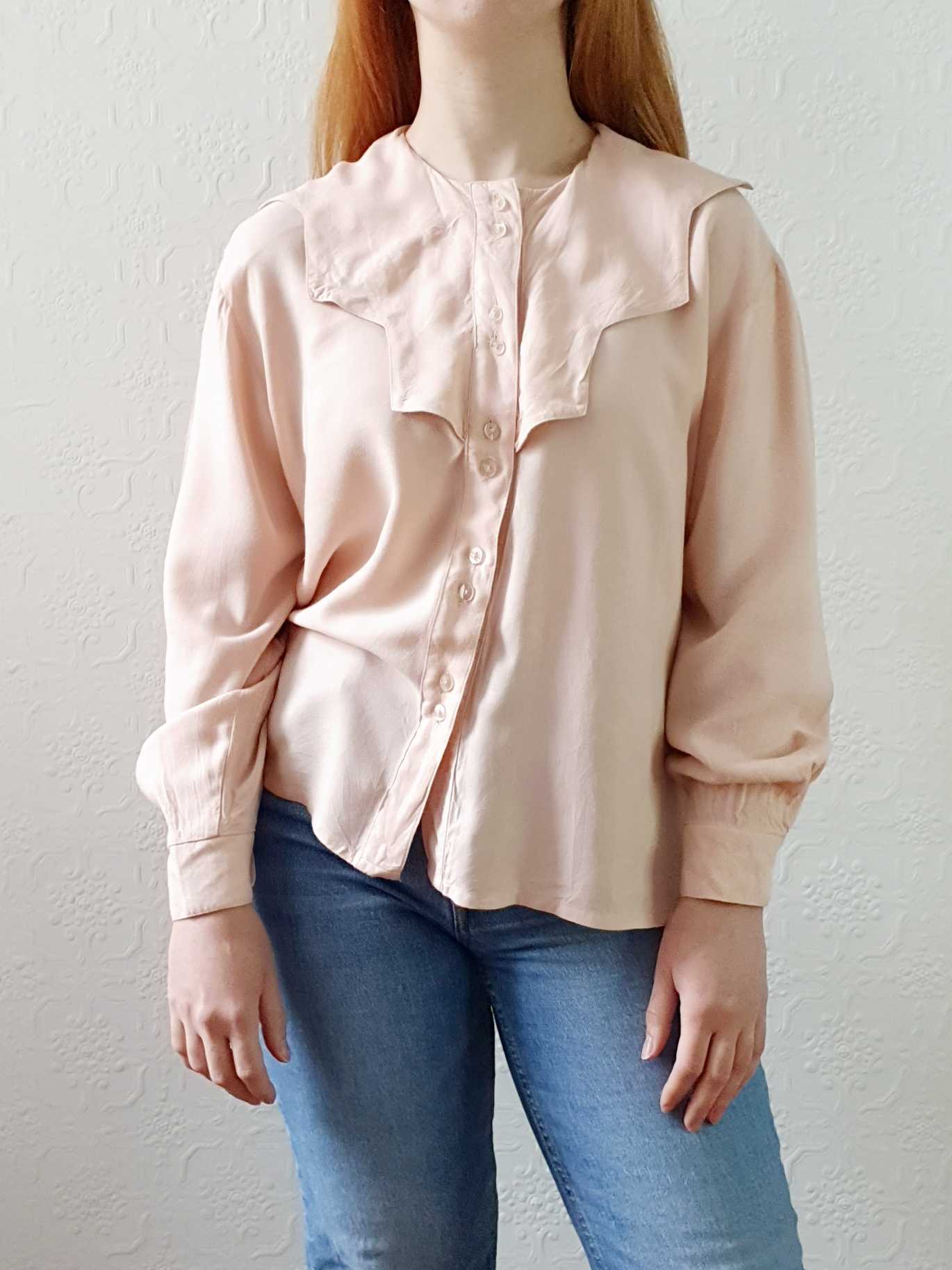 Vintage Pink Collared Blouse - M - Image 7