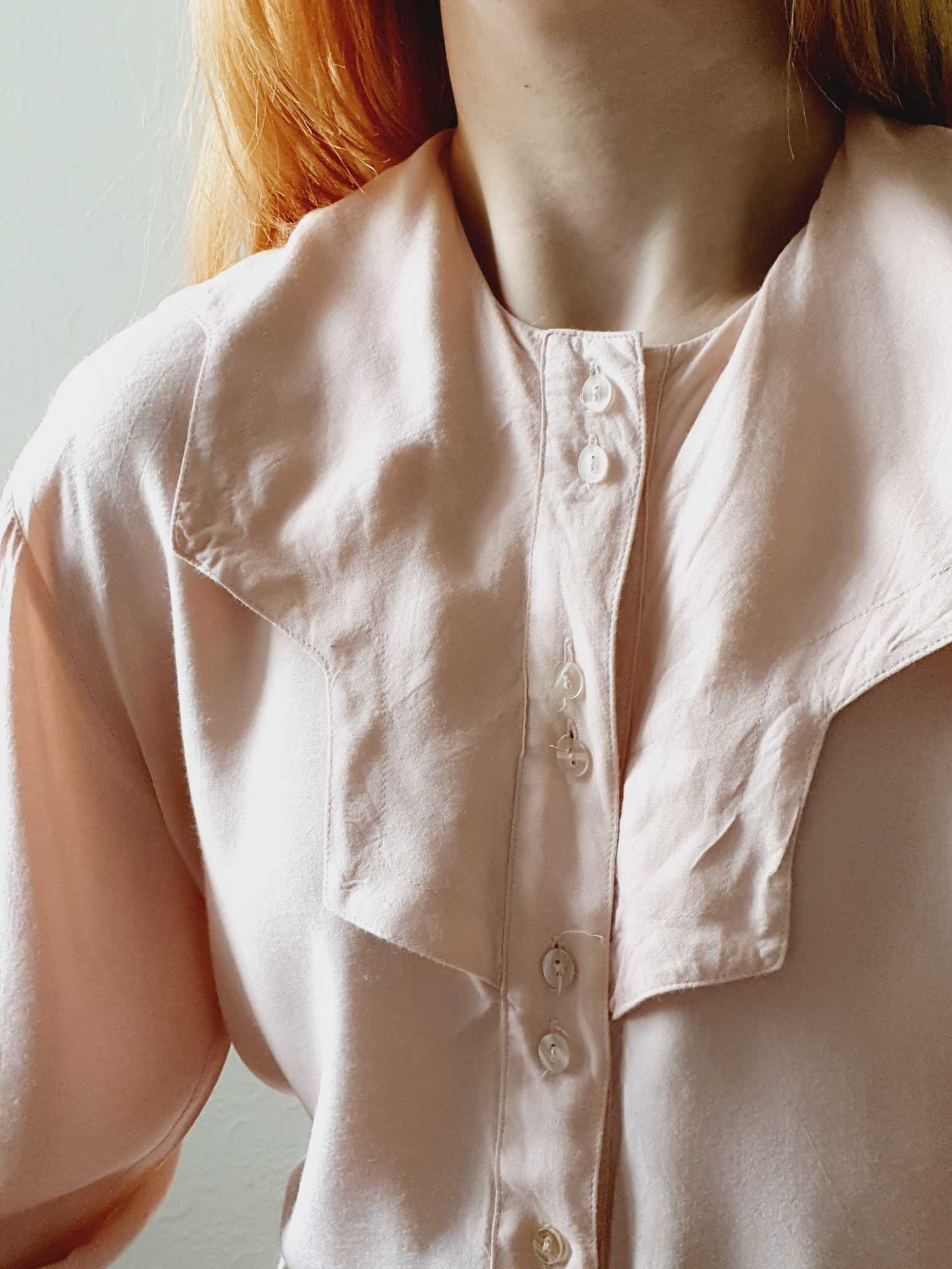 Vintage Pink Collared Blouse - M - Image 9