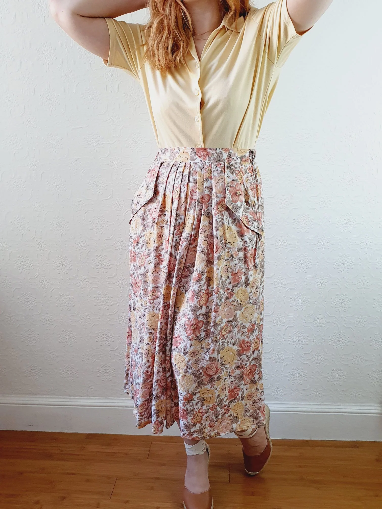 Vintage Pink Floral Skirt - S - Image 3