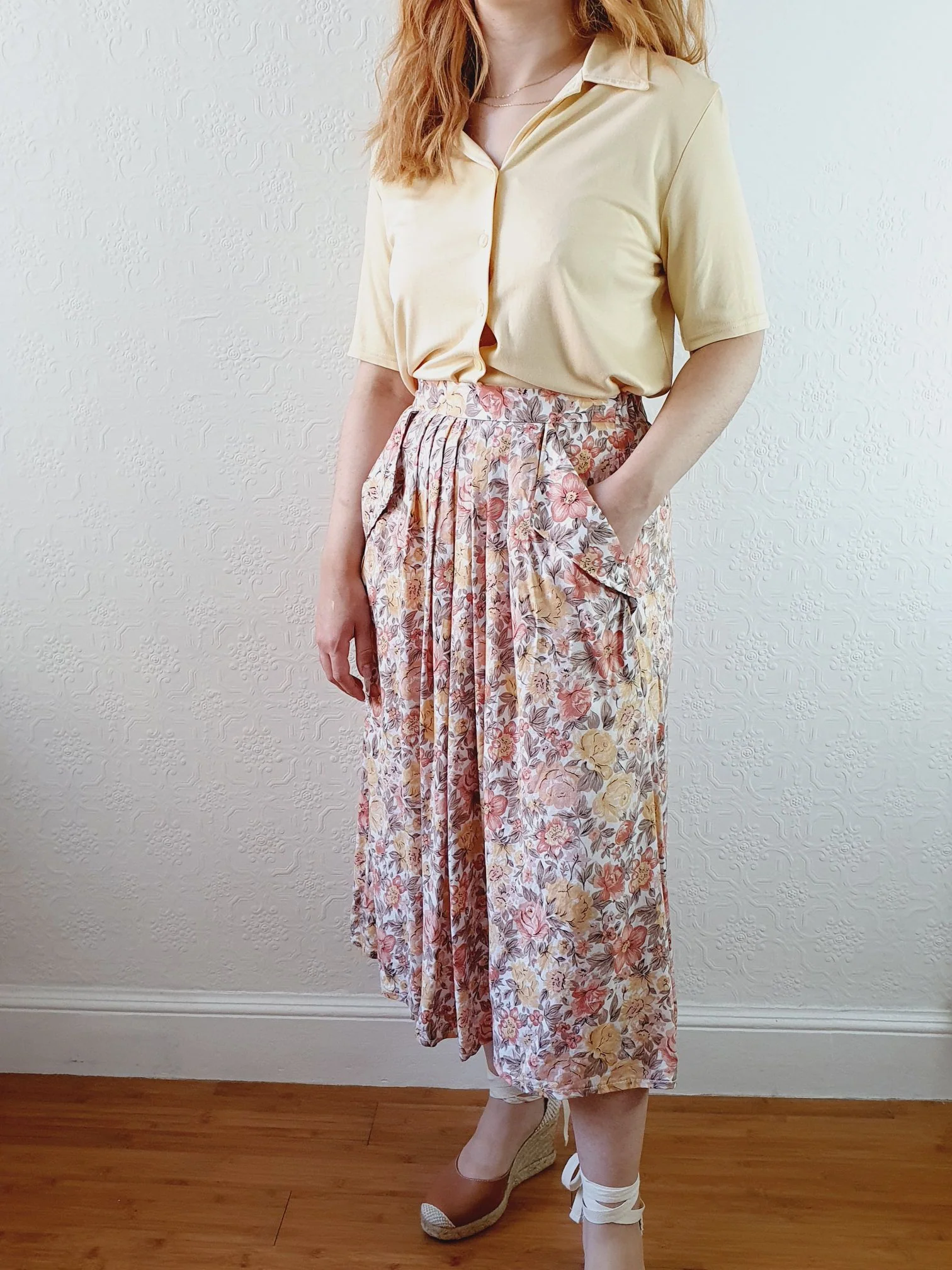 Vintage Pink Floral Skirt - S - Image 5