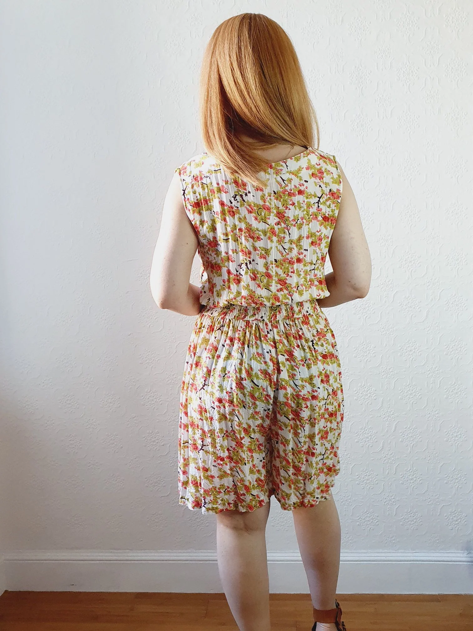 Vintage Pink & Green Floral Playsuit - M - Image 4