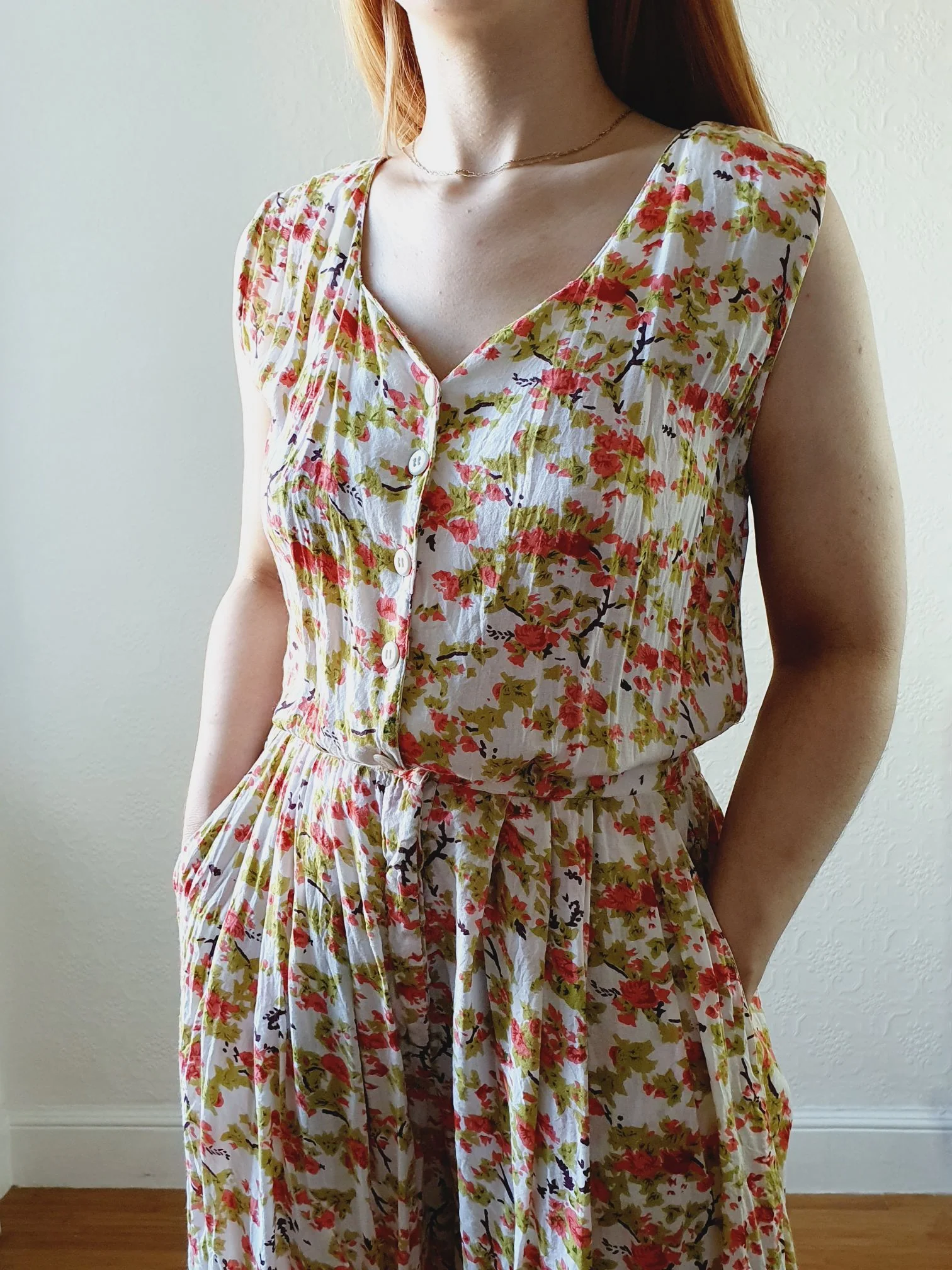 Vintage Pink & Green Floral Playsuit - M - Image 6