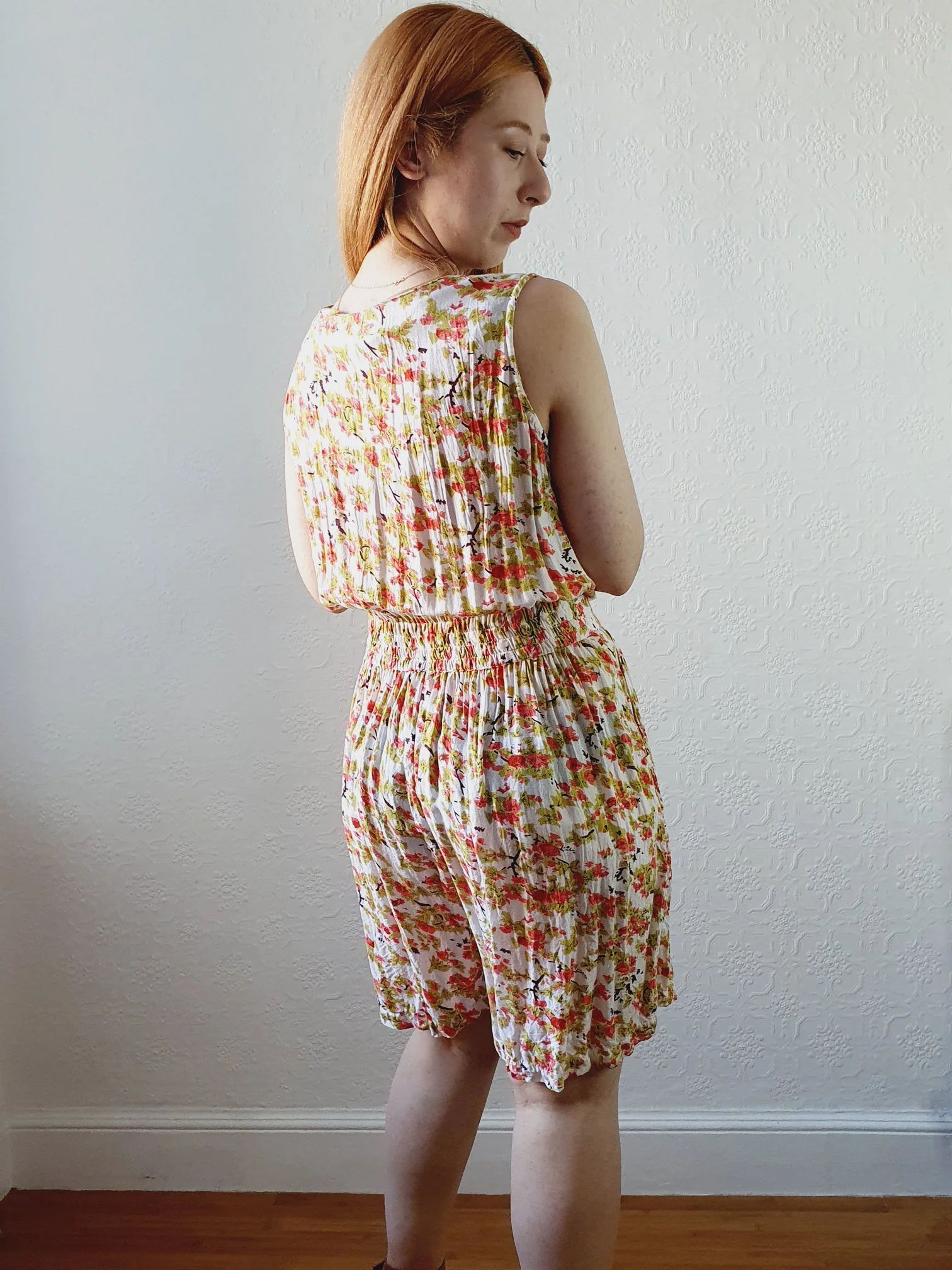 Vintage Pink & Green Floral Playsuit - M - Image 8
