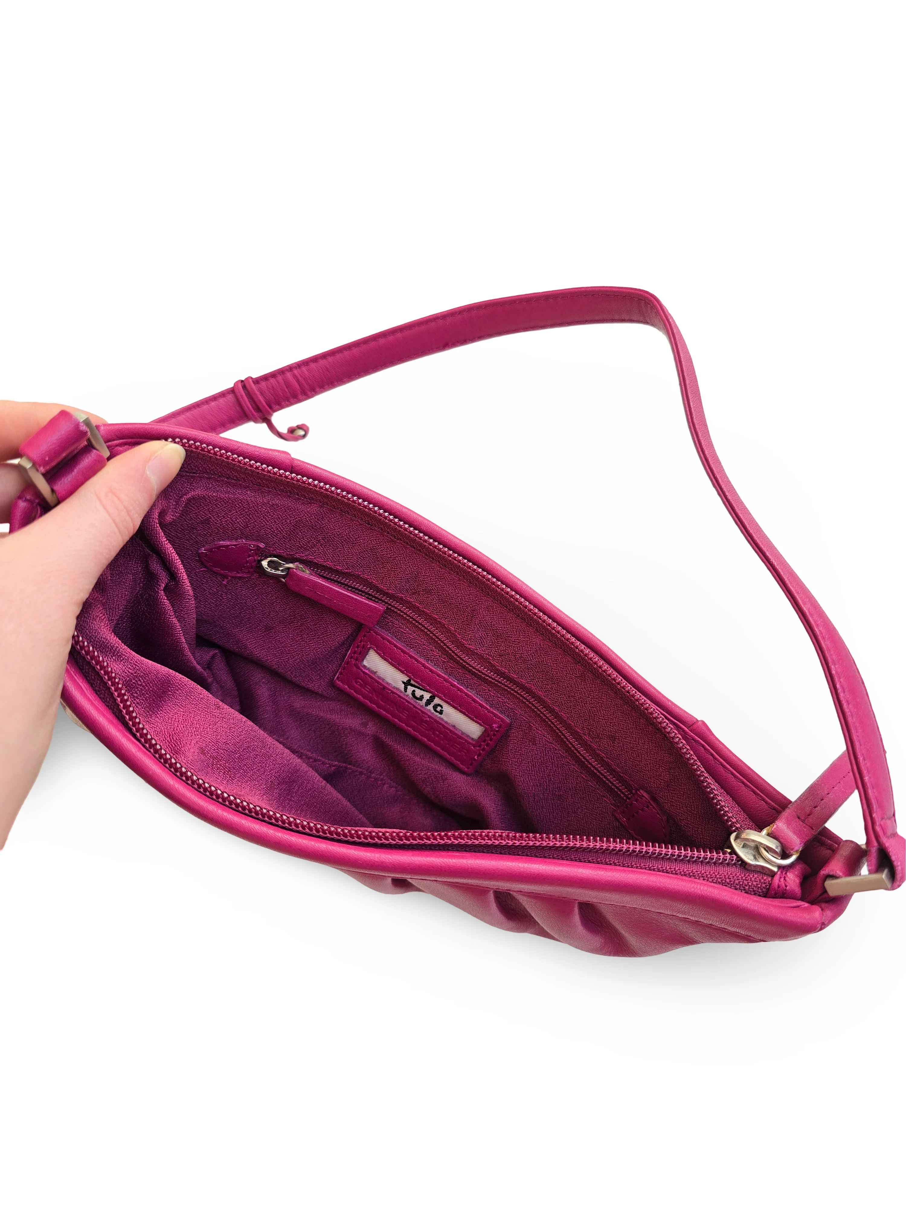 Vintage Pink Leather Tula Shoulder Bag - Image 5