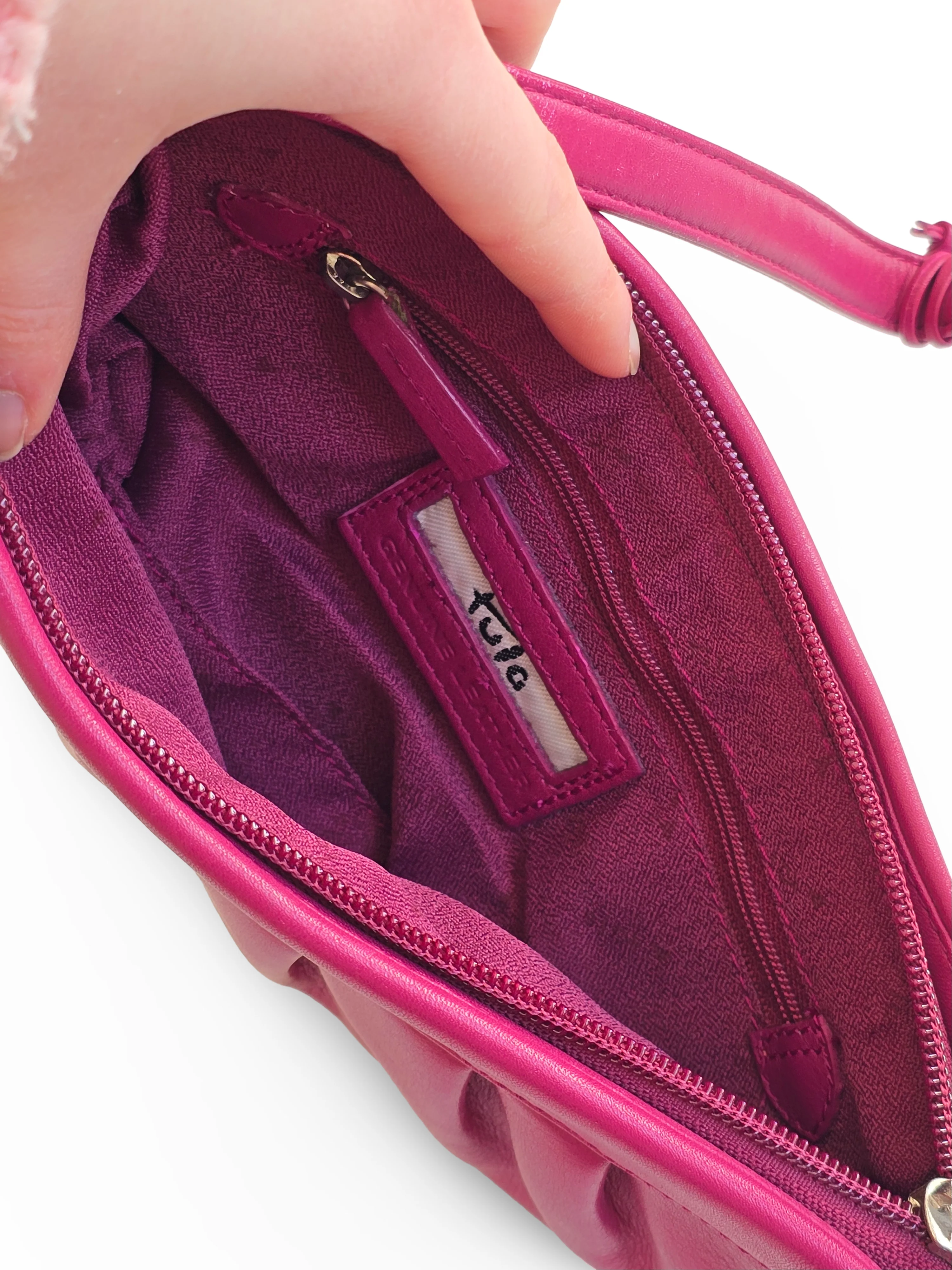 Vintage Pink Leather Tula Shoulder Bag - Image 6
