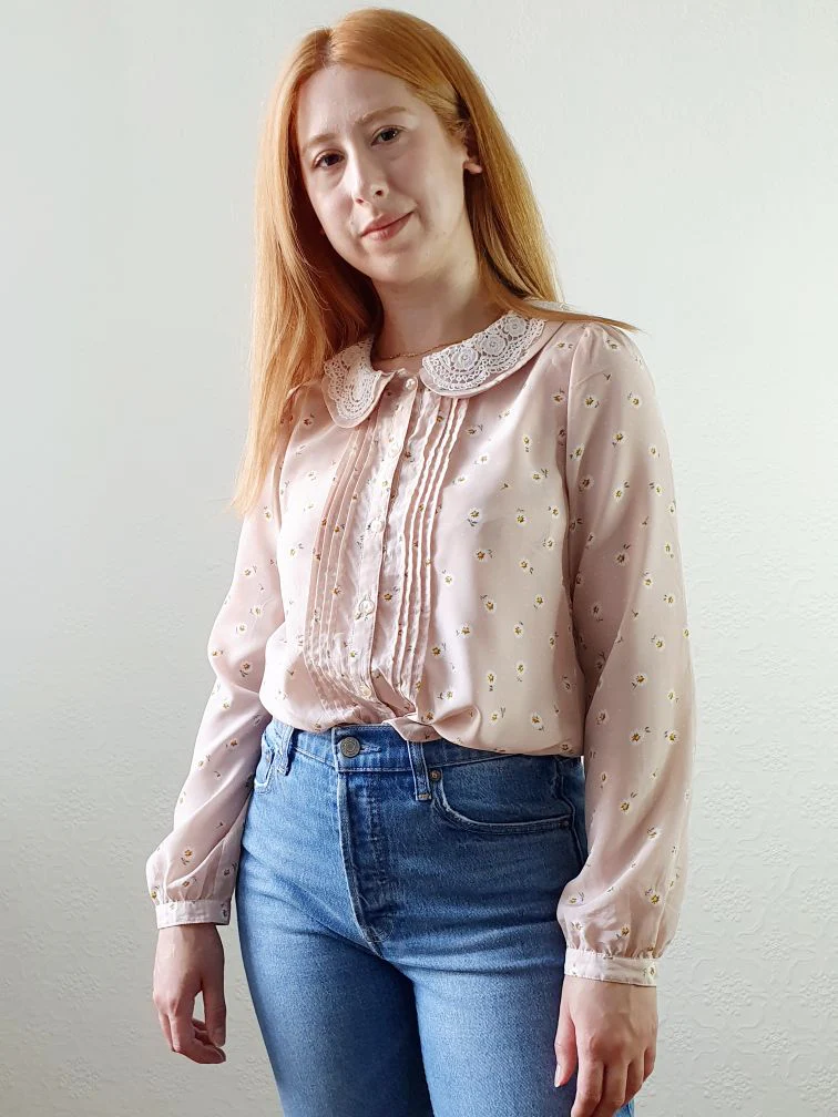 Vintage Pink Romantic Blouse - S/M - Image 2