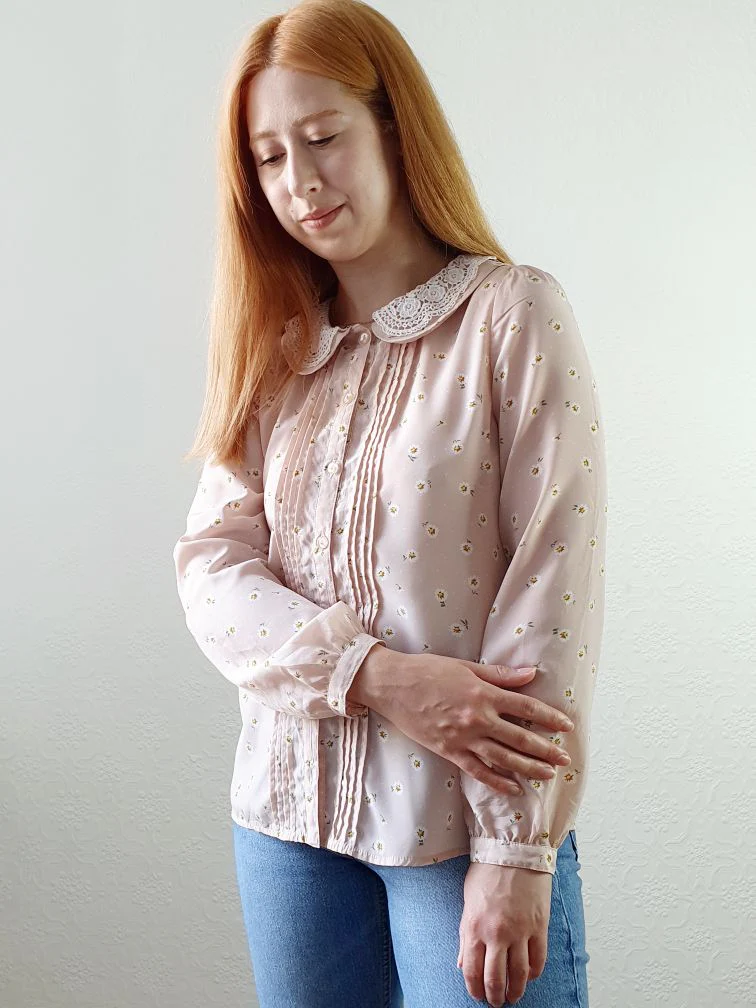 Vintage Pink Romantic Blouse - S/M - Image 3