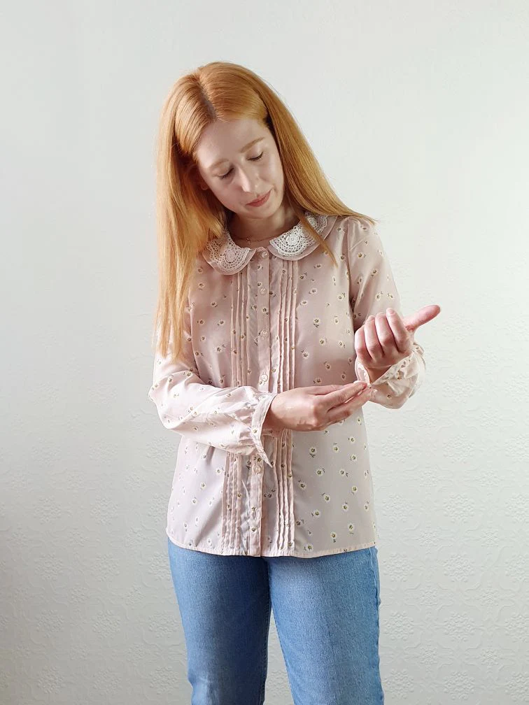Vintage Pink Romantic Blouse - S/M - Image 4