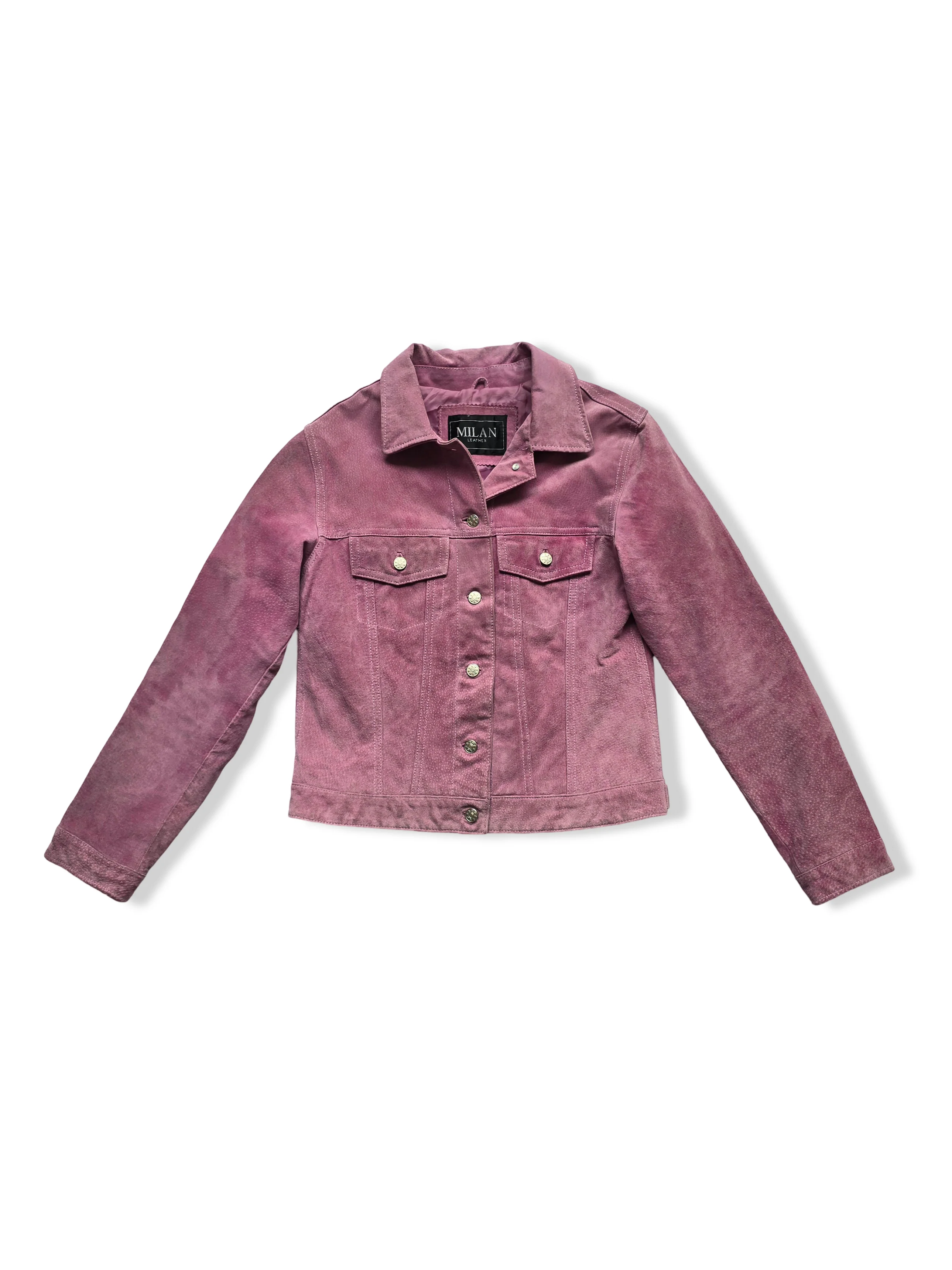 Vintage Pink Suede Leather Jacket - XS