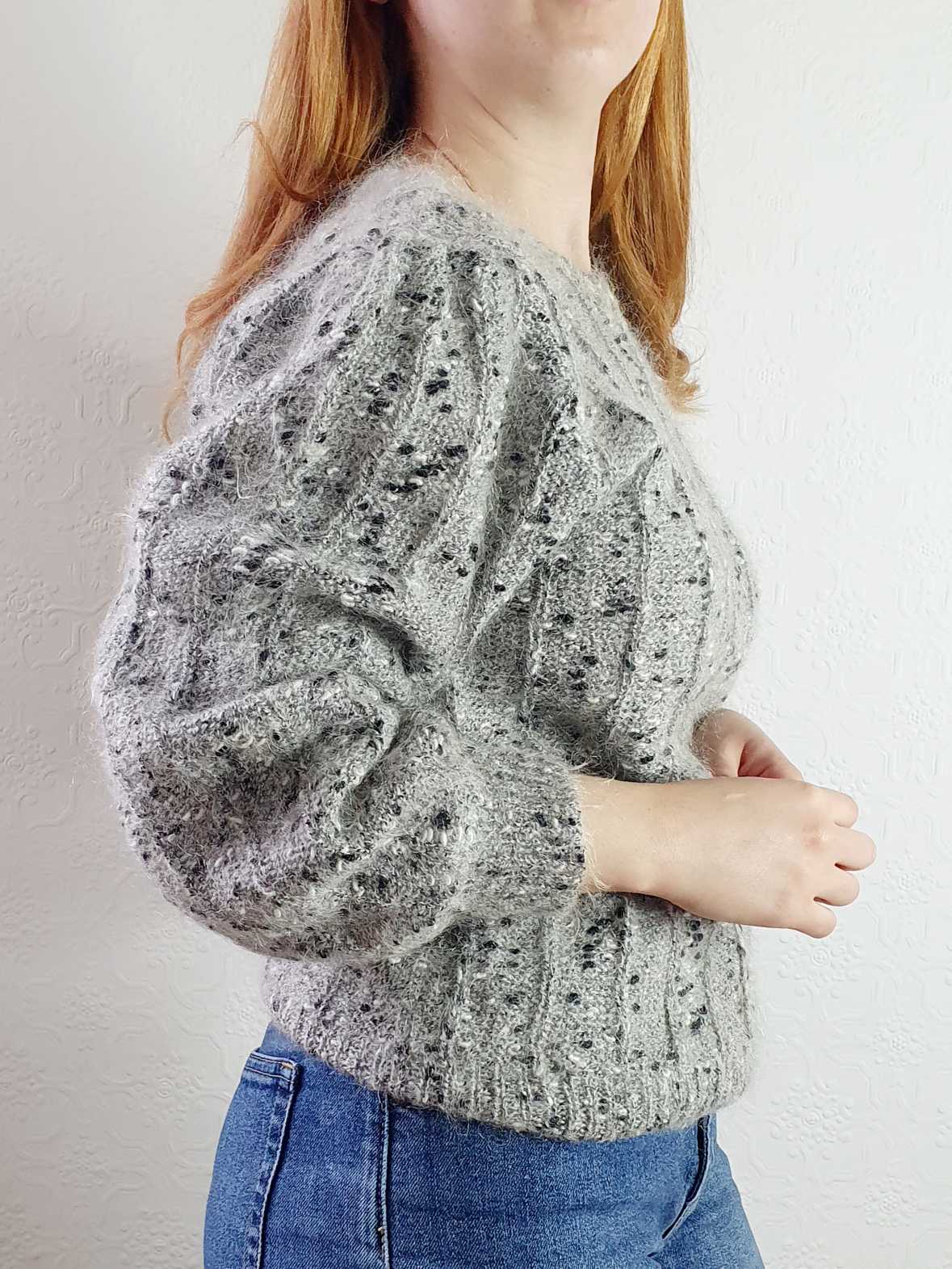 Vintage Puff Sleeve Grey Wool Jumper - M - Image 10