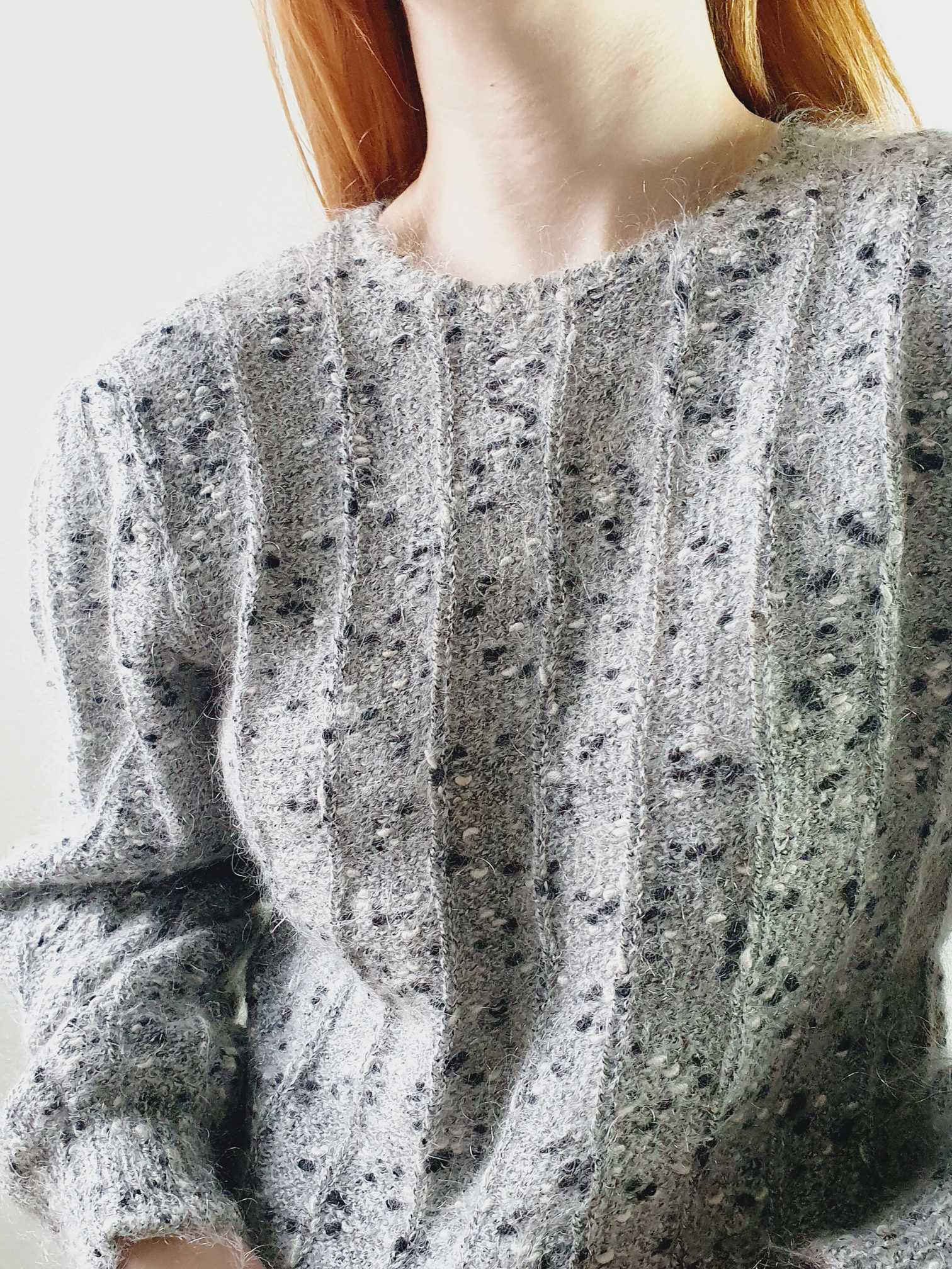 Vintage Puff Sleeve Grey Wool Jumper - M - Image 4